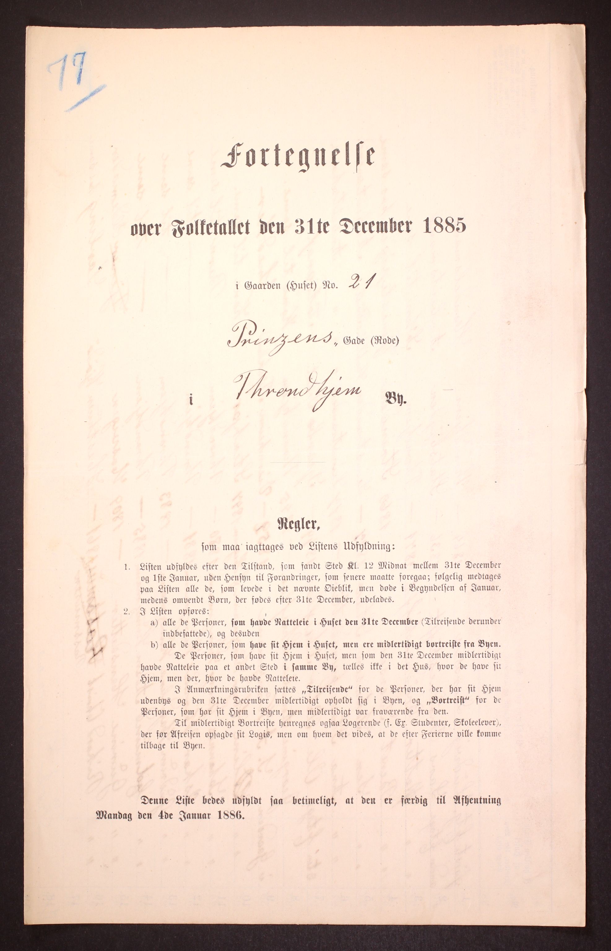 SAT, 1885 census for 1601 Trondheim, 1885, p. 1281