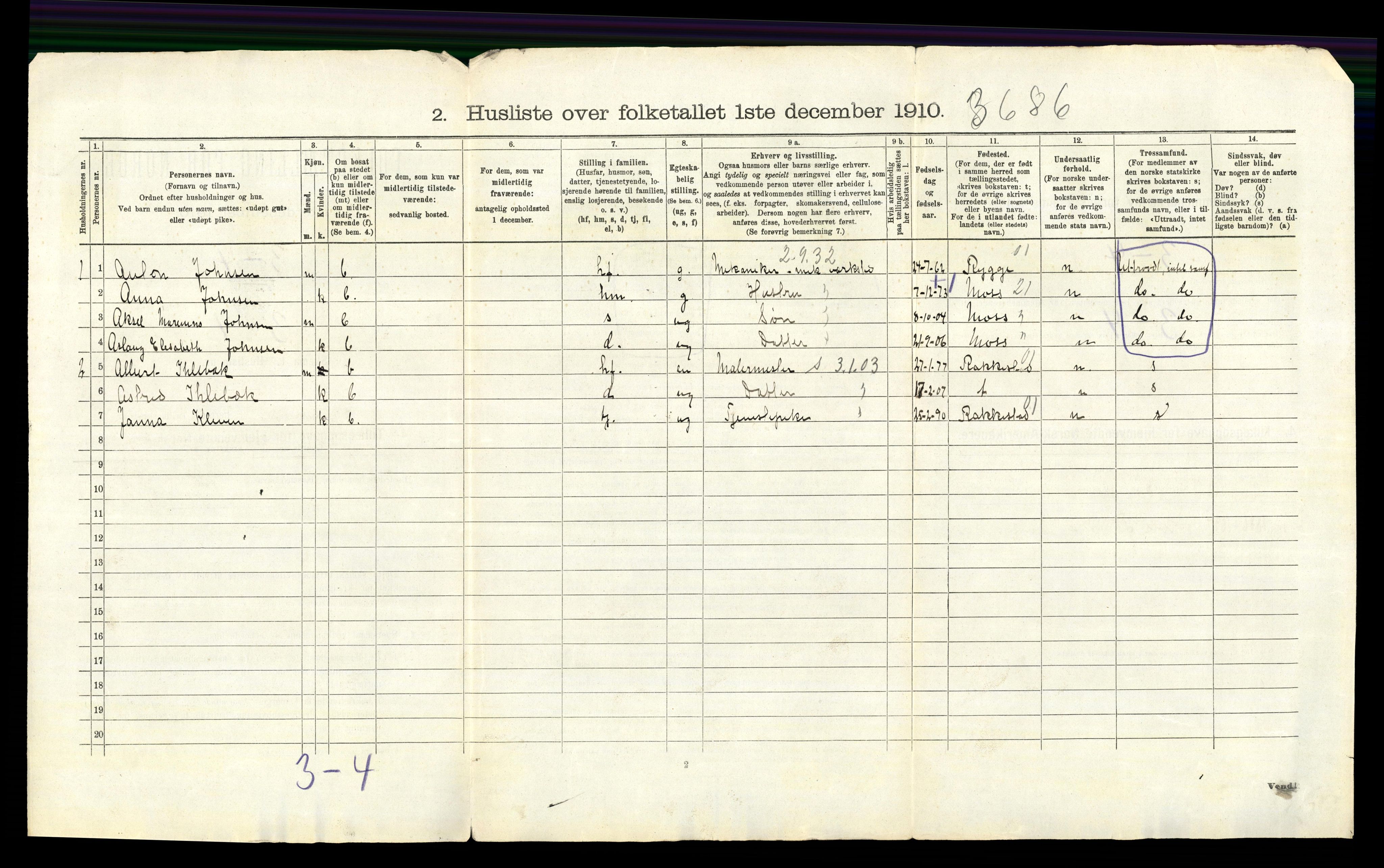 RA, 1910 census for Glemmen, 1910, p. 1603