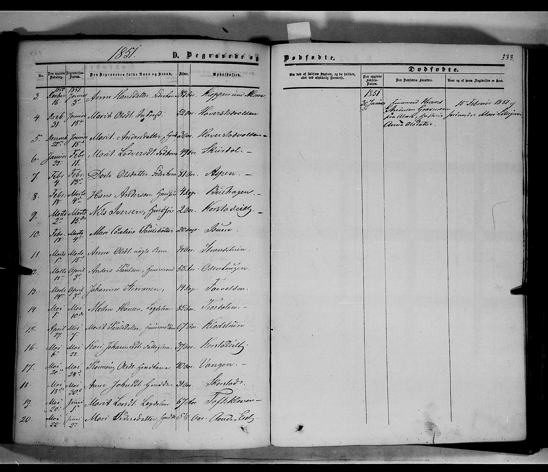 Sør-Fron prestekontor, SAH/PREST-010/H/Ha/Haa/L0001: Parish register (official) no. 1, 1849-1863, p. 333