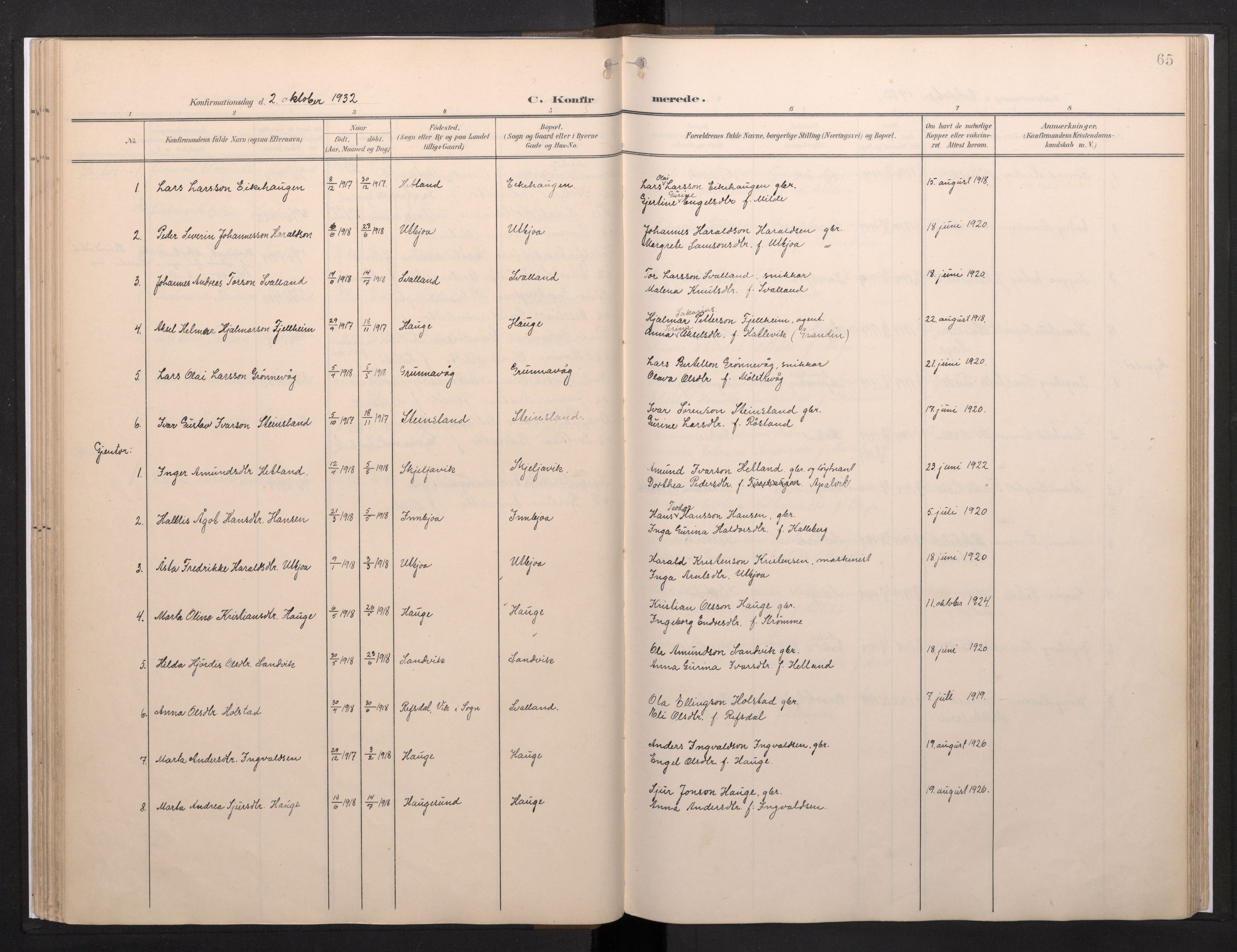 Fjelberg sokneprestembete, AV/SAB-A-75201/H/Haa: Parish register (official) no. E 1, 1903-1948, p. 65