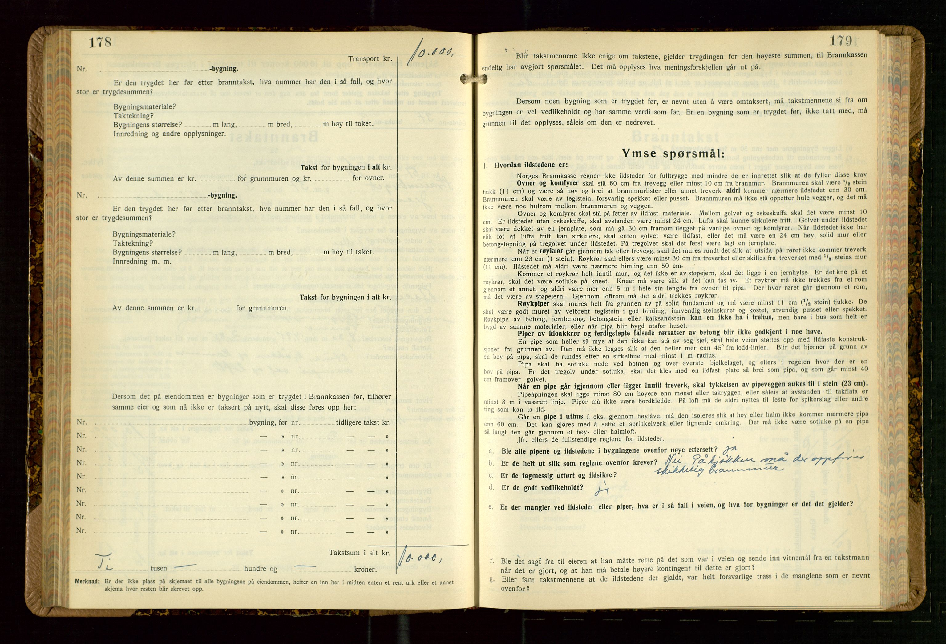 Jelsa lensmannskontor, AV/SAST-A-100360/Gob/L0003: "Branntakstprotokoll", 1942-1955, p. 178-179