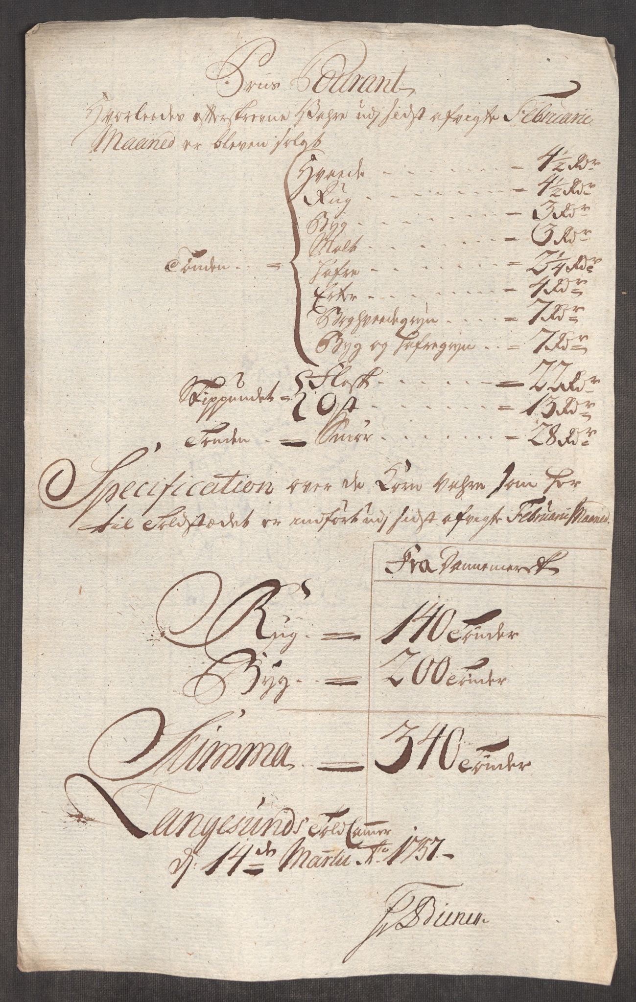 Rentekammeret inntil 1814, Realistisk ordnet avdeling, AV/RA-EA-4070/Oe/L0005: [Ø1]: Priskuranter, 1753-1757, p. 833