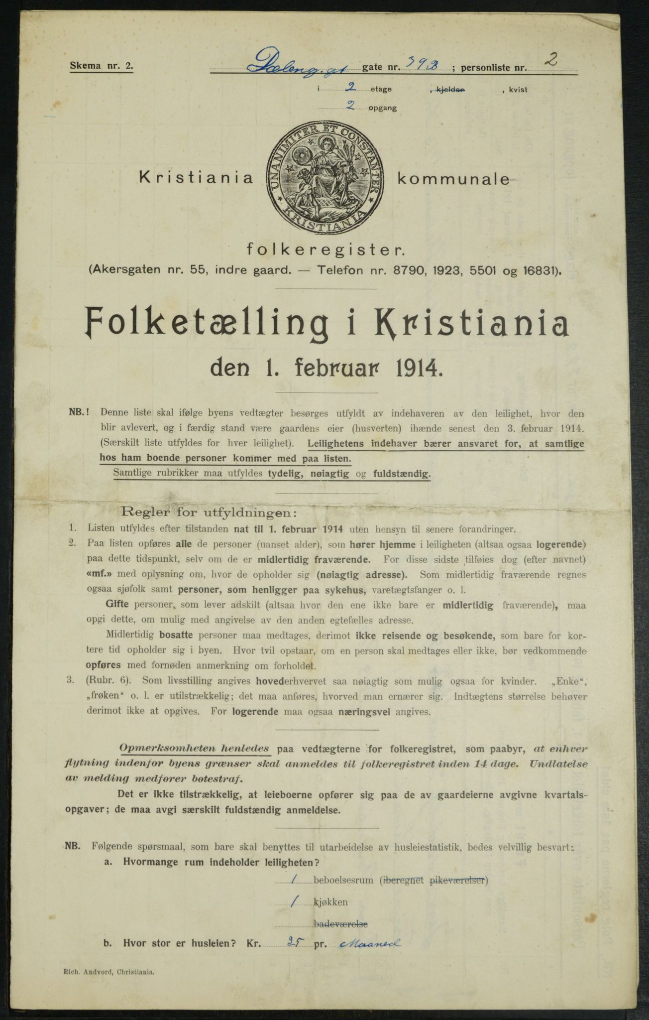 OBA, Municipal Census 1914 for Kristiania, 1914, p. 18040