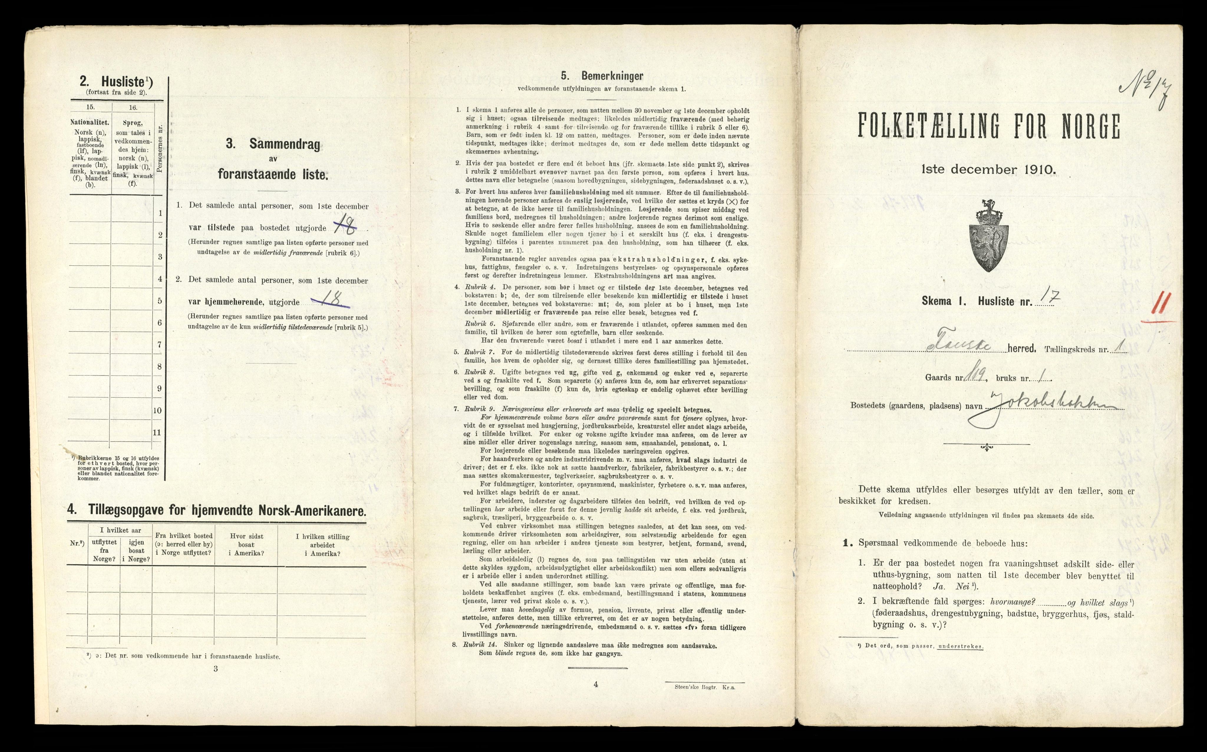 RA, 1910 census for Fauske, 1910, p. 118