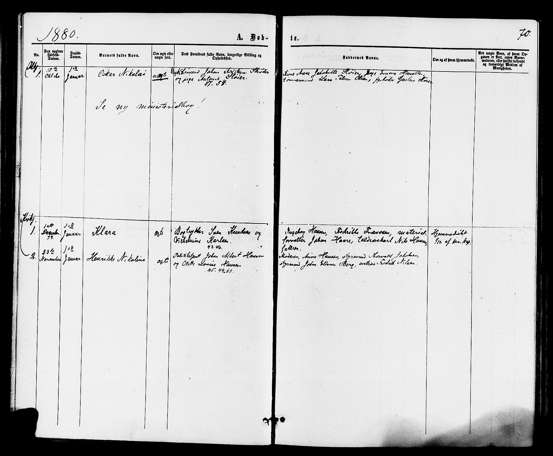 Holmestrand kirkebøker, AV/SAKO-A-346/F/Fa/L0003: Parish register (official) no. 3, 1867-1879, p. 70