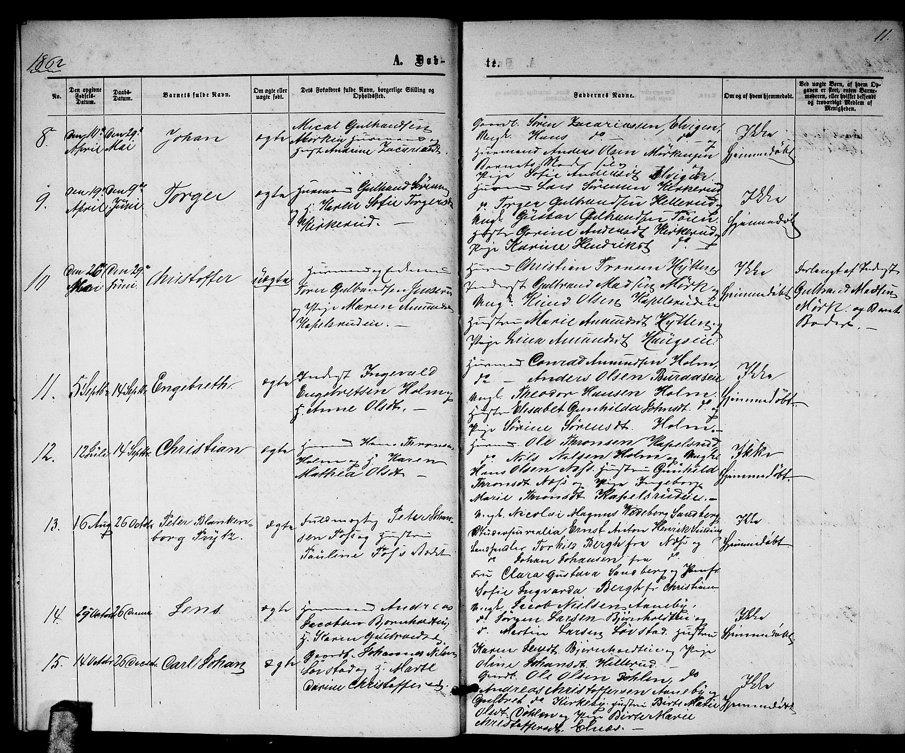 Nittedal prestekontor Kirkebøker, SAO/A-10365a/G/Gb/L0001: Parish register (copy) no. II 1, 1859-1878, p. 11