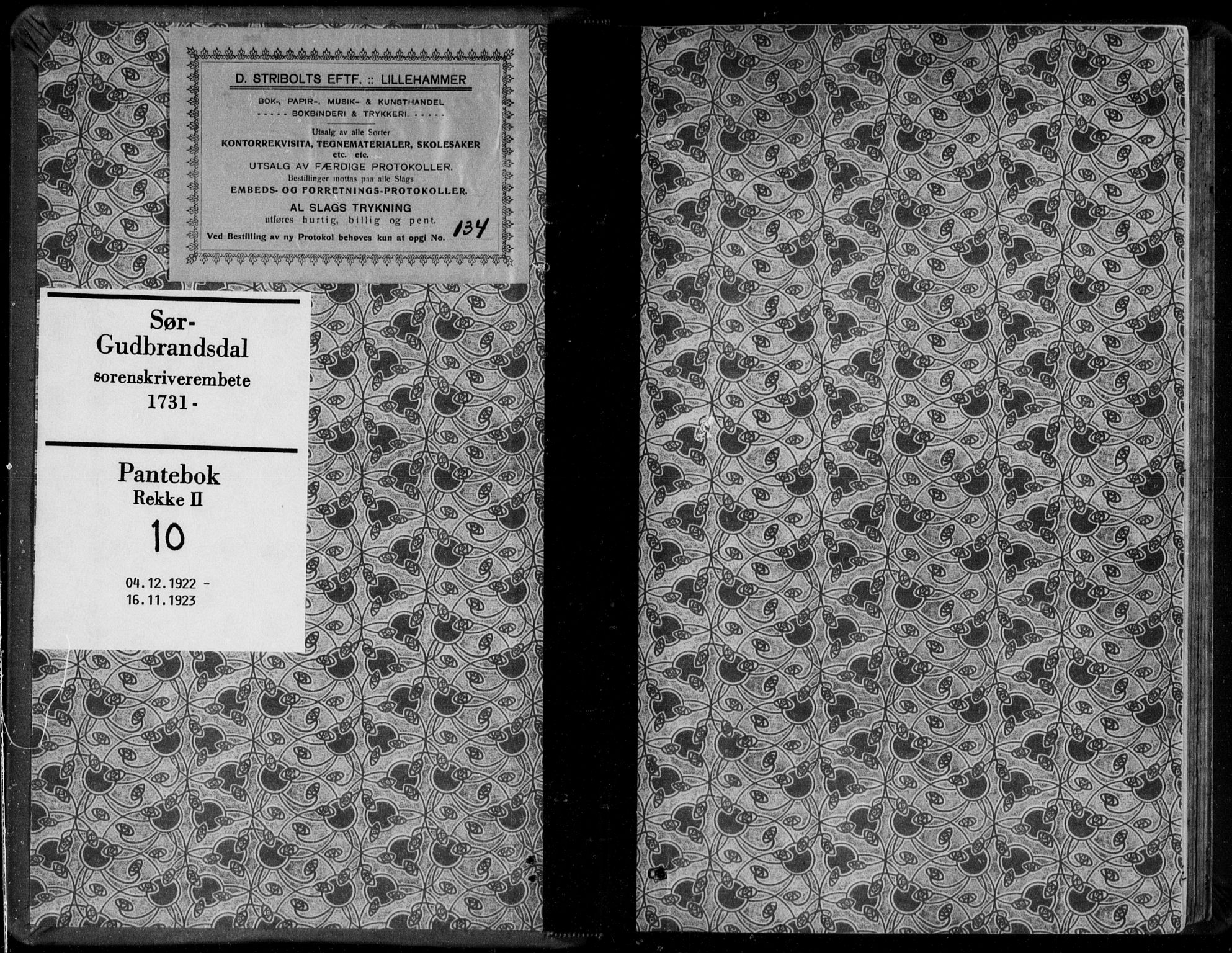 Sør-Gudbrandsdal tingrett, SAH/TING-004/H/Hb/Hbb/L0010: Mortgage book no. II 10, 1922-1923