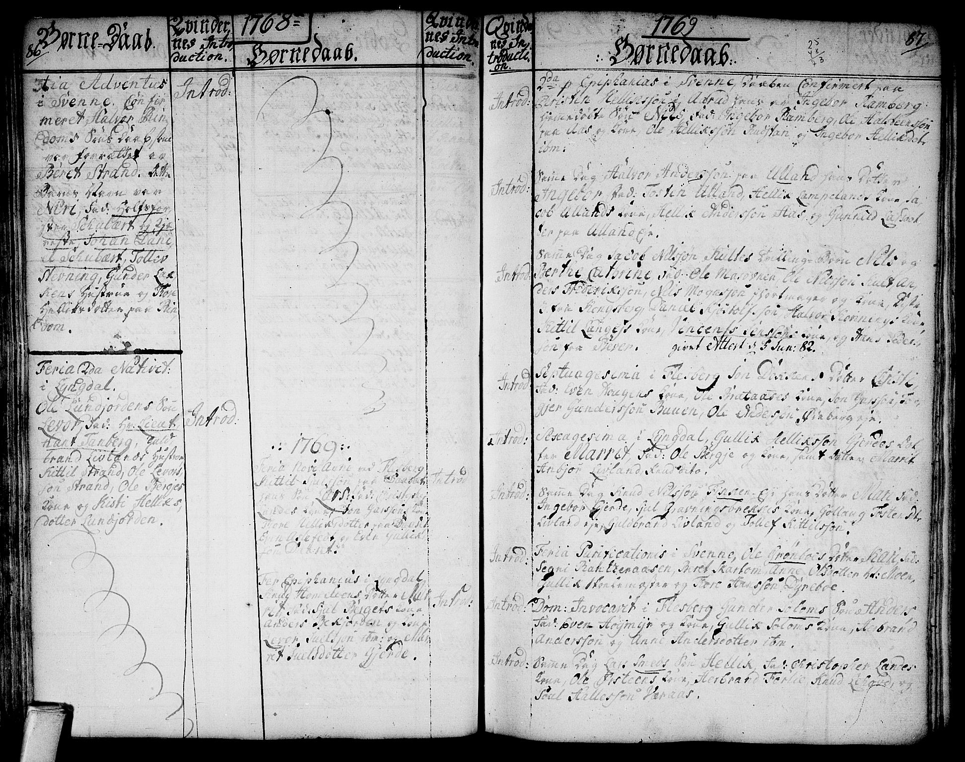 Flesberg kirkebøker, AV/SAKO-A-18/F/Fa/L0003: Parish register (official) no. I 3, 1748-1790, p. 86-87