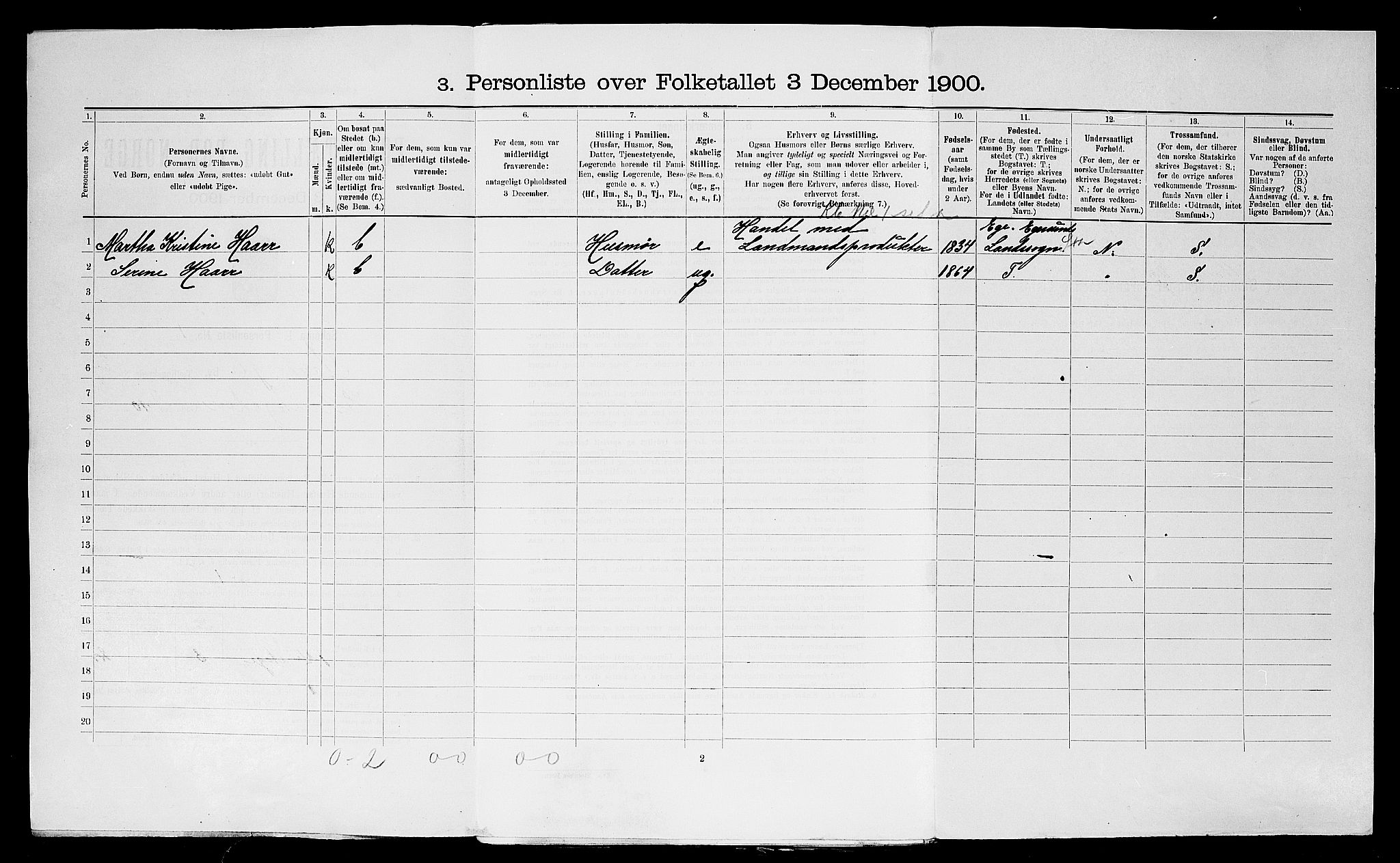 SAST, 1900 census for Stavanger, 1900, p. 9233