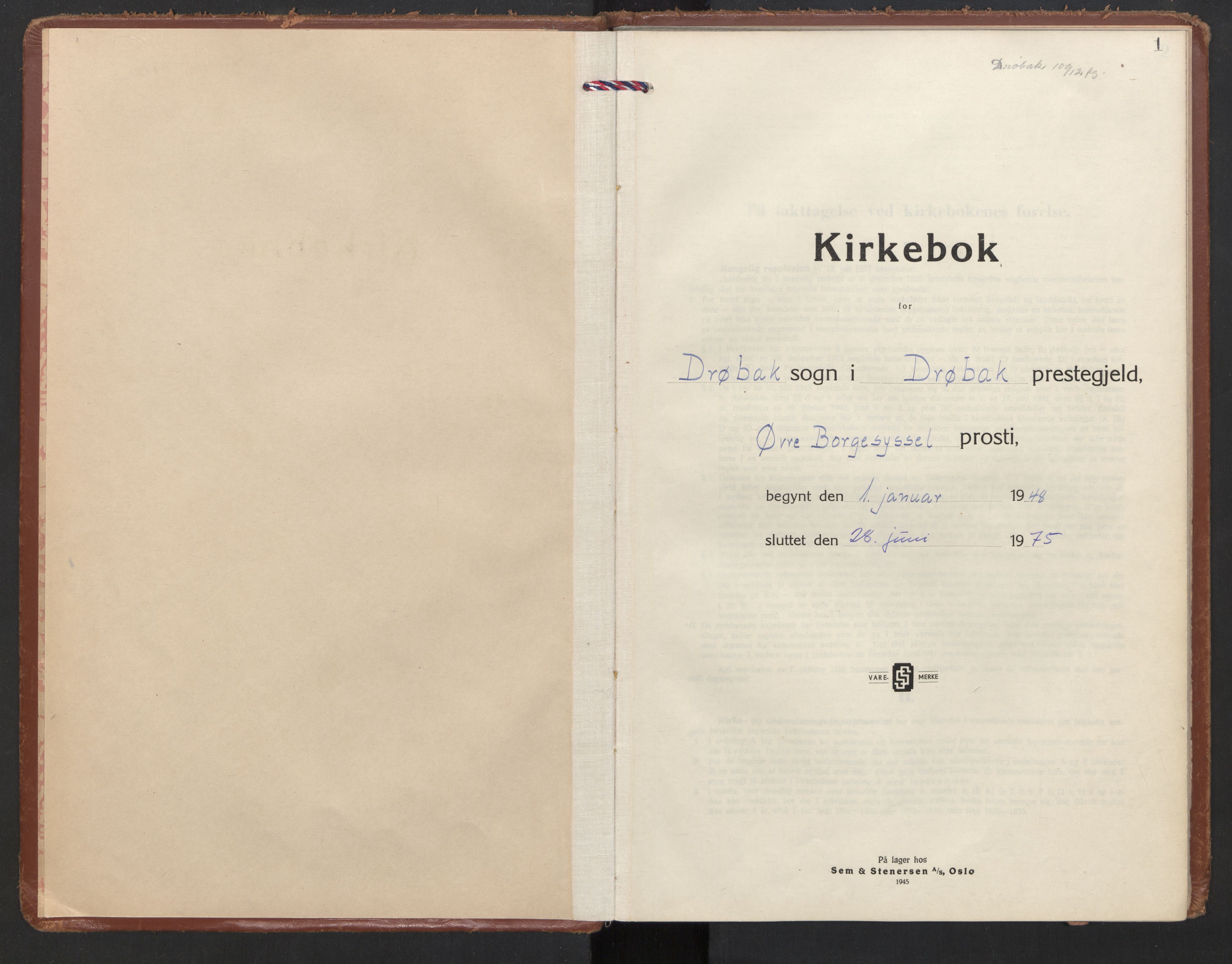 Drøbak prestekontor Kirkebøker, AV/SAO-A-10142a/F/Fb/L0005: Parish register (official) no. II 5, 1948-1975, p. 1