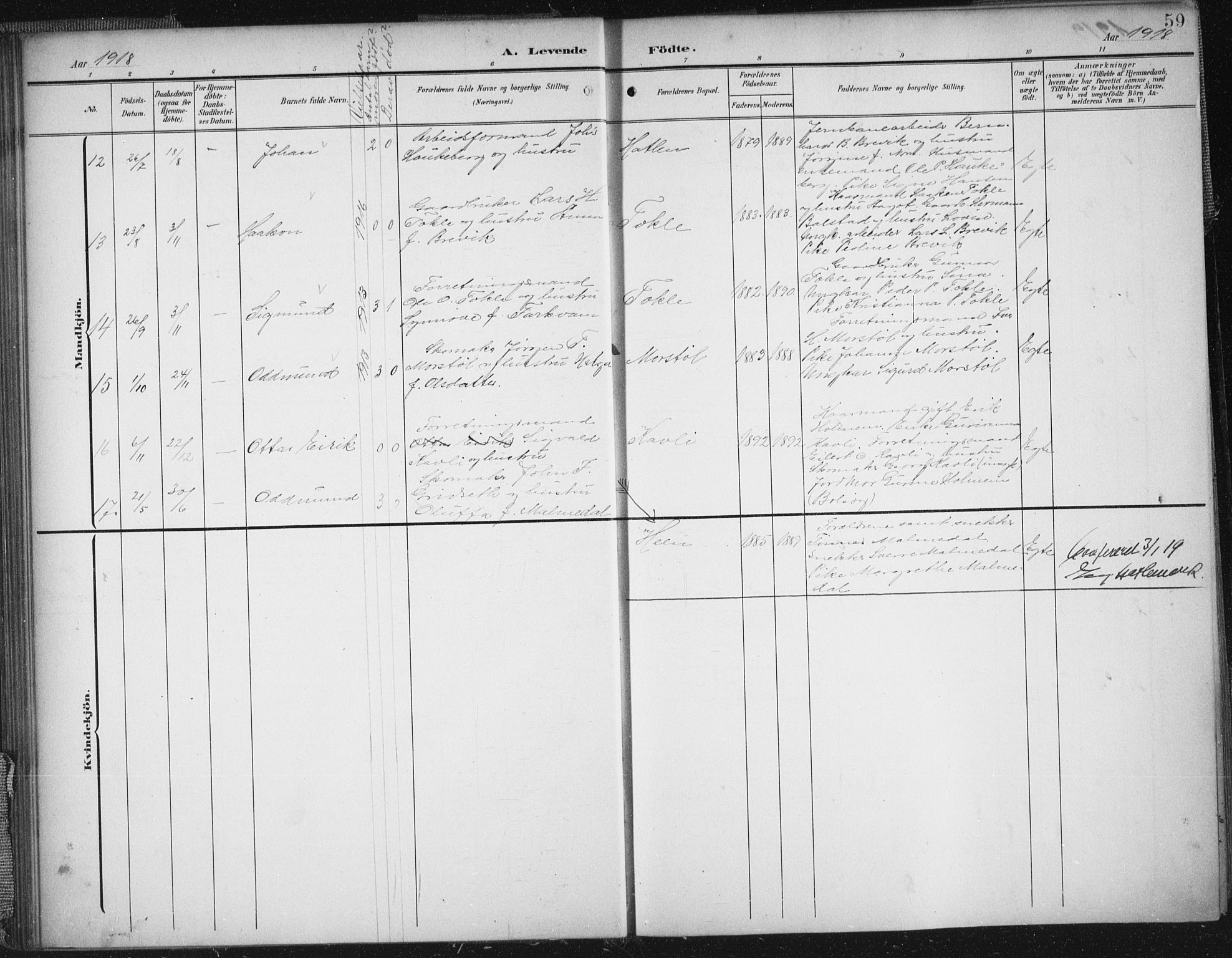 Ministerialprotokoller, klokkerbøker og fødselsregistre - Møre og Romsdal, SAT/A-1454/545/L0589: Parish register (copy) no. 545C03, 1902-1937, p. 59