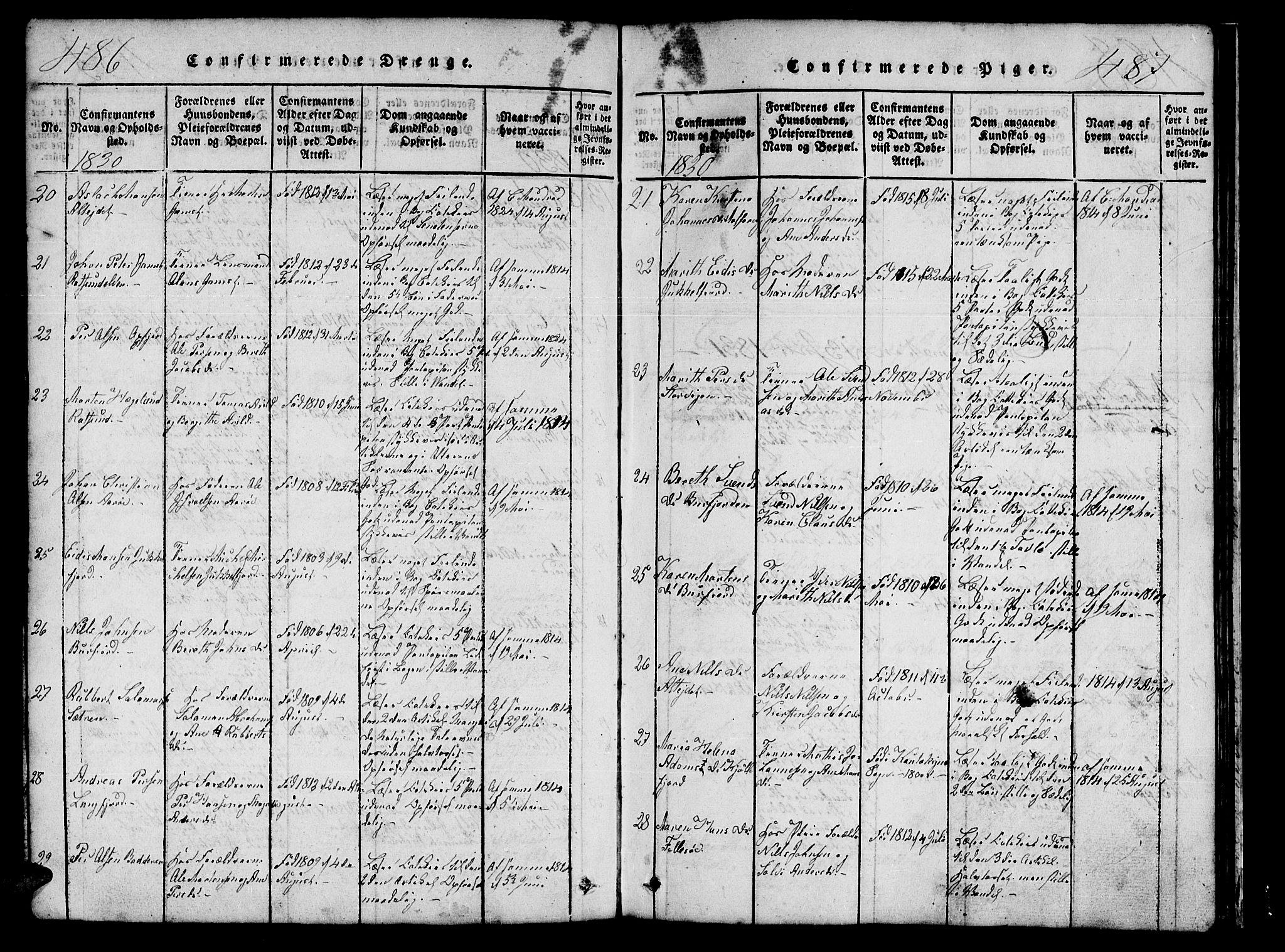 Skjervøy sokneprestkontor, AV/SATØ-S-1300/H/Ha/Hab/L0001klokker: Parish register (copy) no. 1, 1825-1838, p. 486-487