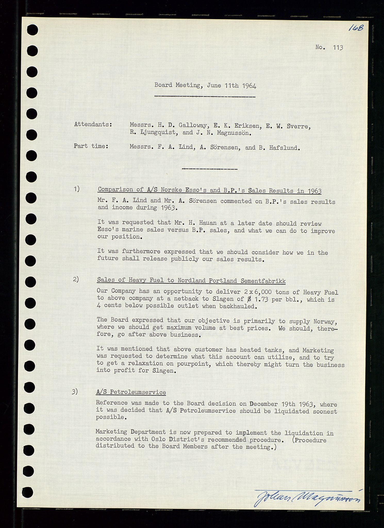 Pa 0982 - Esso Norge A/S, AV/SAST-A-100448/A/Aa/L0001/0004: Den administrerende direksjon Board minutes (styrereferater) / Den administrerende direksjon Board minutes (styrereferater), 1963-1964, p. 94