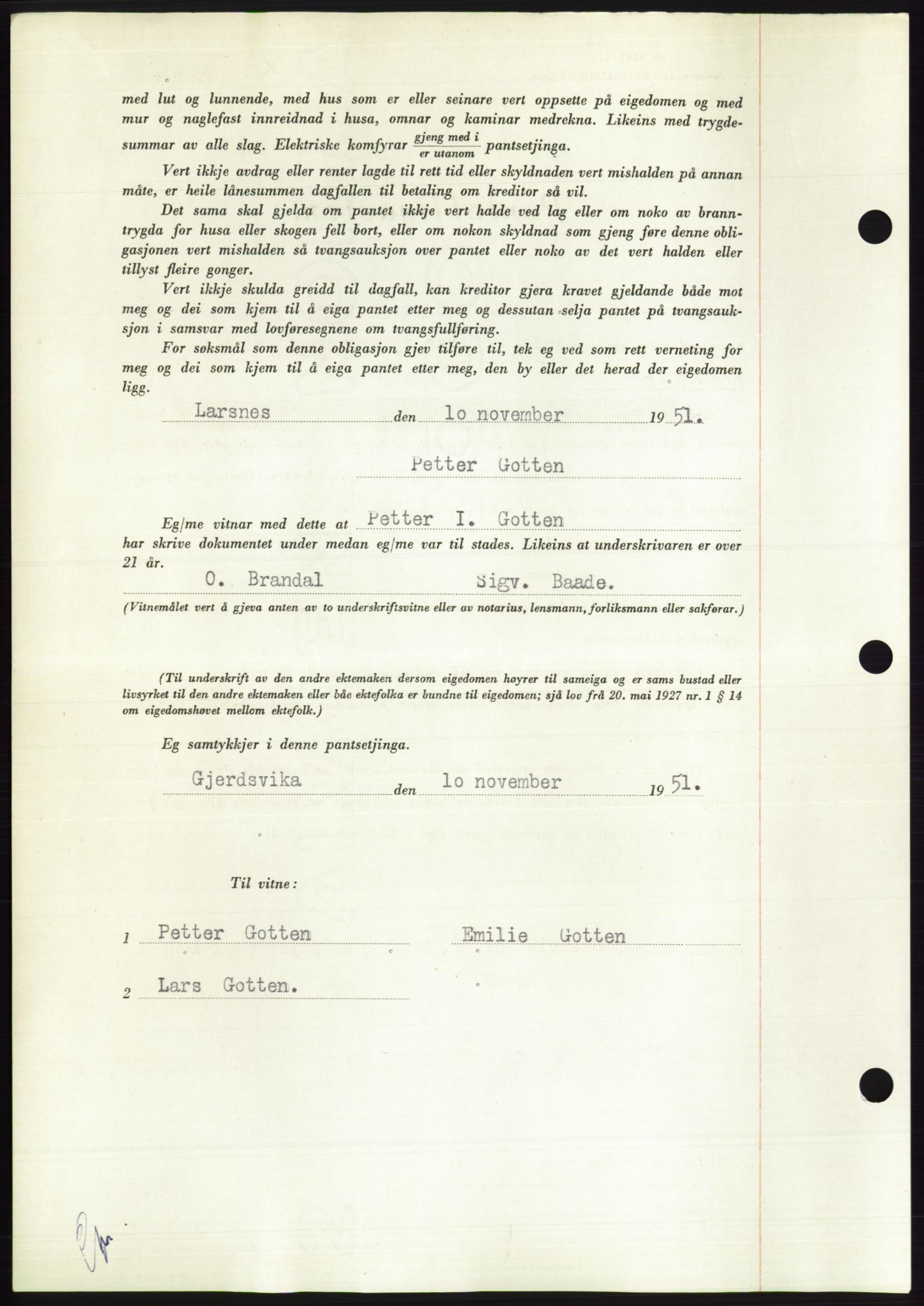 Søre Sunnmøre sorenskriveri, AV/SAT-A-4122/1/2/2C/L0120: Mortgage book no. 8B, 1951-1951, Diary no: : 2161/1951
