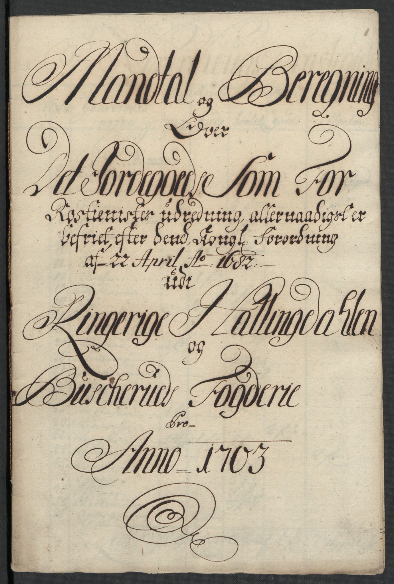 Rentekammeret inntil 1814, Reviderte regnskaper, Fogderegnskap, AV/RA-EA-4092/R22/L1461: Fogderegnskap Ringerike, Hallingdal og Buskerud, 1703, p. 281