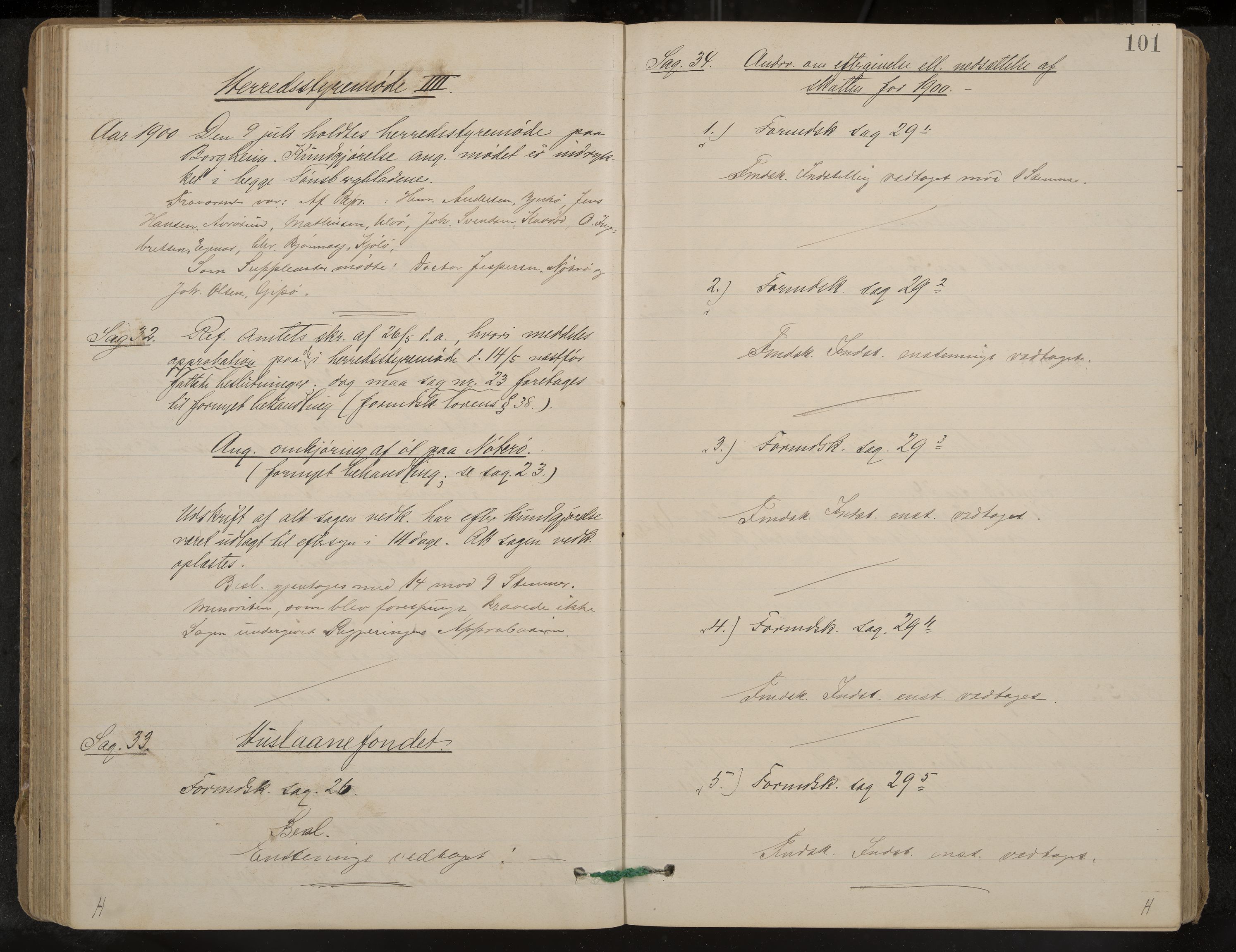 Nøtterøy formannskap og sentraladministrasjon, IKAK/0722021-1/A/Aa/L0005: Møtebok med register, 1896-1905, p. 101