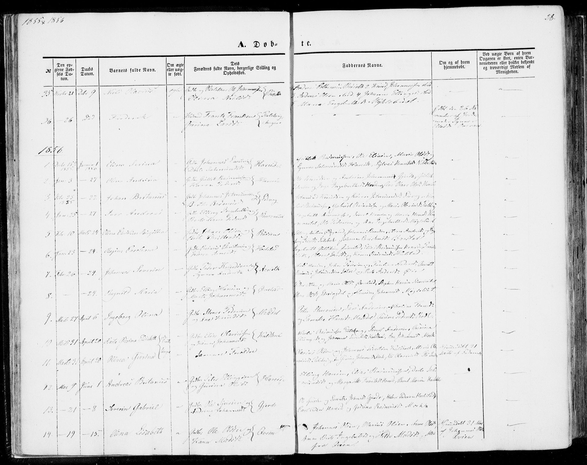Ministerialprotokoller, klokkerbøker og fødselsregistre - Møre og Romsdal, SAT/A-1454/510/L0121: Parish register (official) no. 510A01, 1848-1877, p. 28