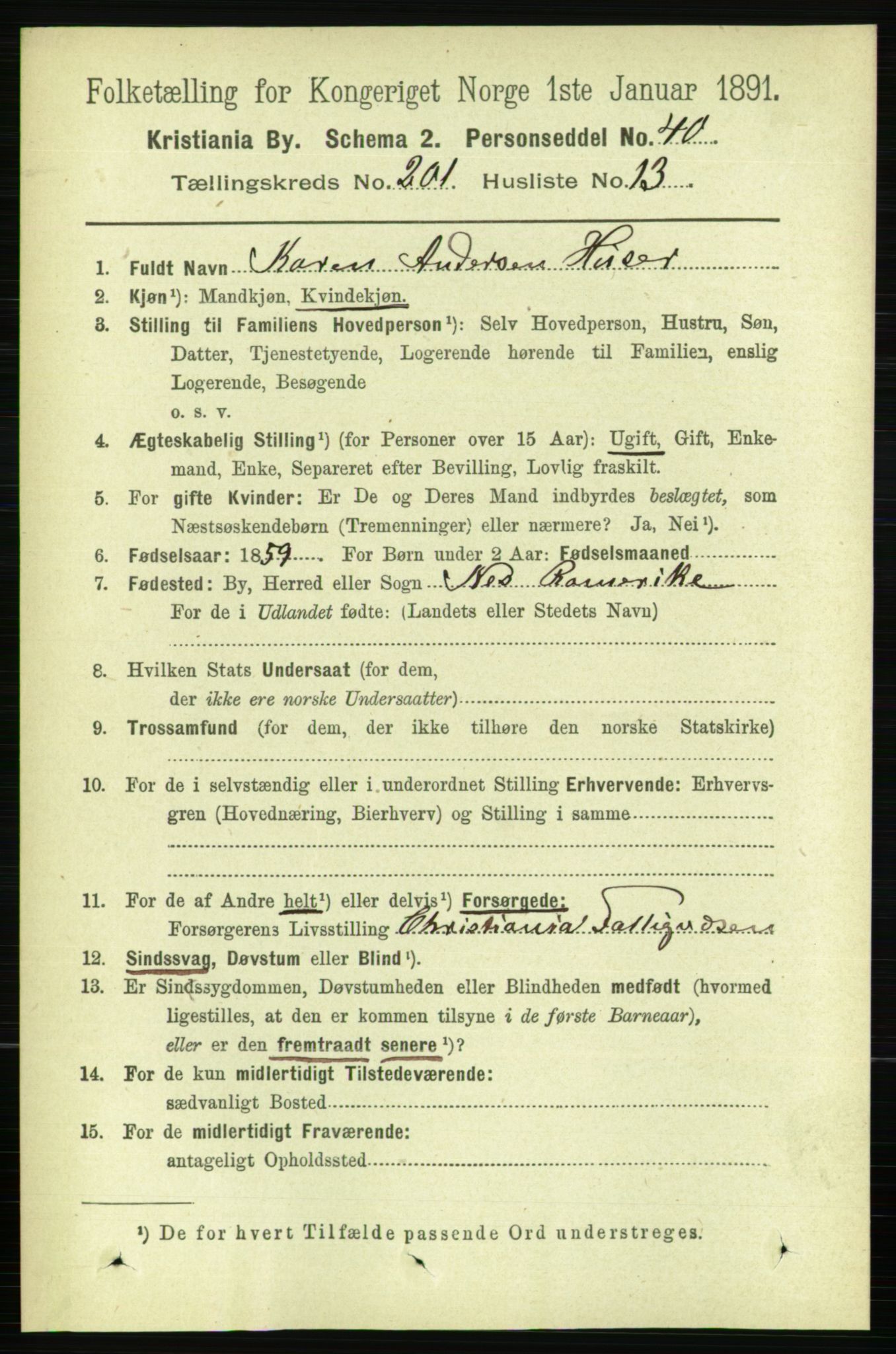 RA, 1891 census for 0301 Kristiania, 1891, p. 121141