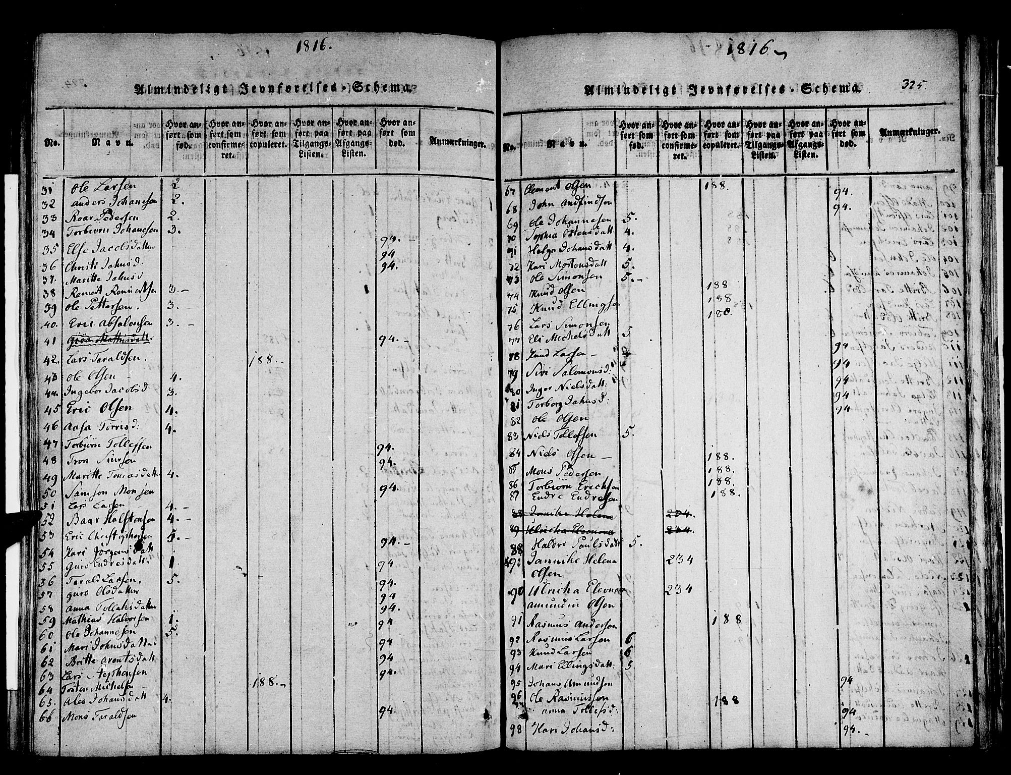 Stord sokneprestembete, AV/SAB-A-78201/H/Haa: Parish register (official) no. A 5, 1816-1825, p. 325