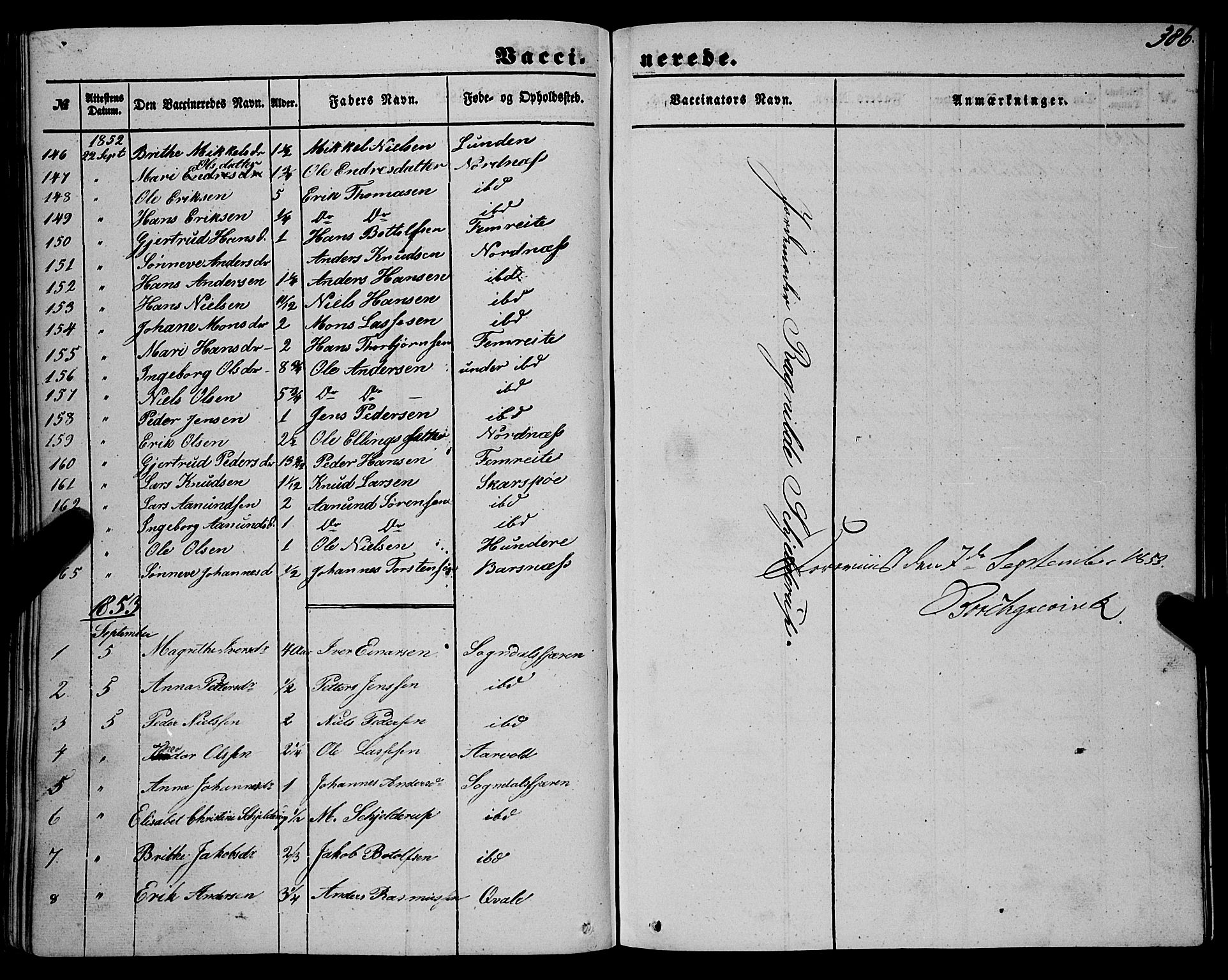 Sogndal sokneprestembete, SAB/A-81301/H/Haa/Haaa/L0012II: Parish register (official) no. A 12II, 1847-1877, p. 386