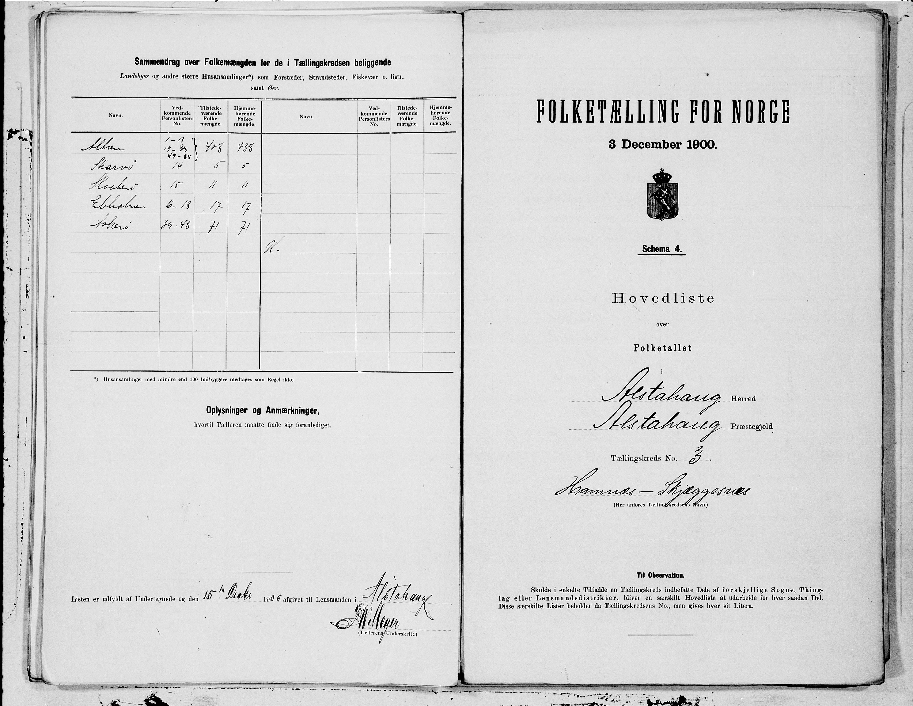 SAT, 1900 census for Alstahaug, 1900, p. 6