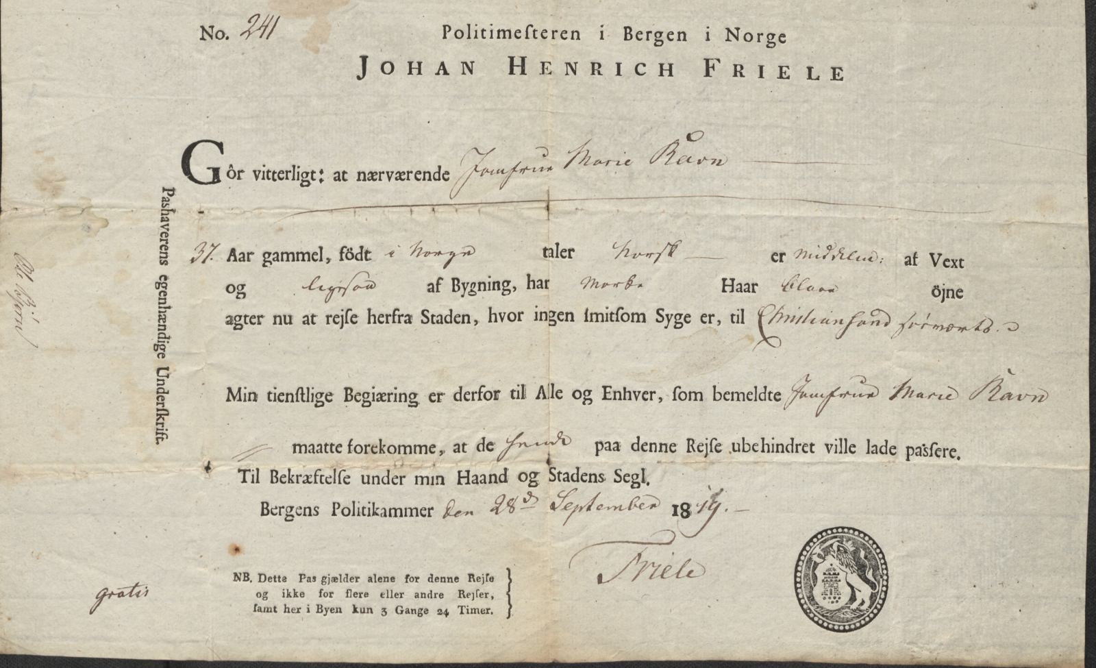 Bergen politikammer / politidistrikt, AV/SAB-A-60401/L.b, 1816-1822, p. 31