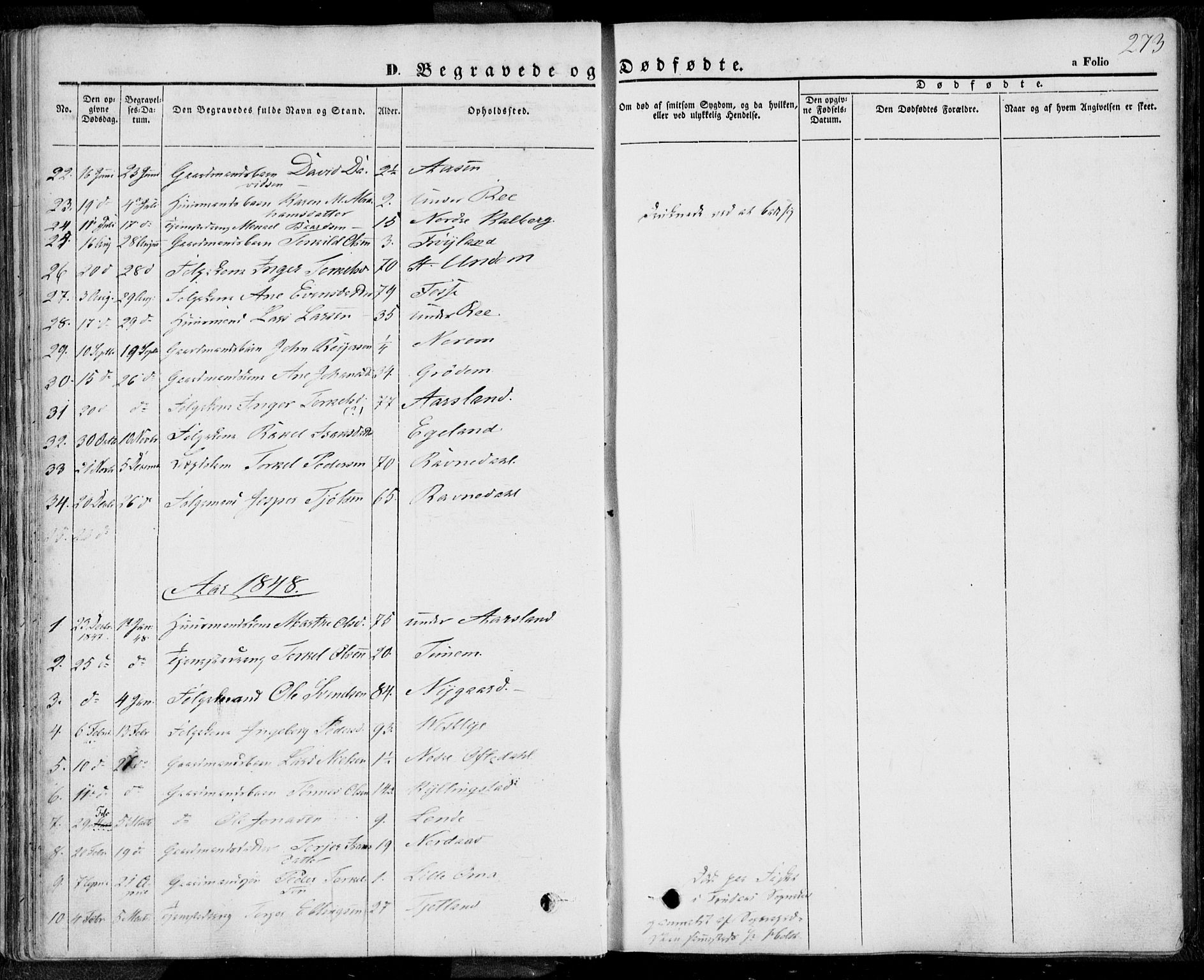 Lye sokneprestkontor, SAST/A-101794/001/30BA/L0006: Parish register (official) no. A 5.2, 1842-1855, p. 273