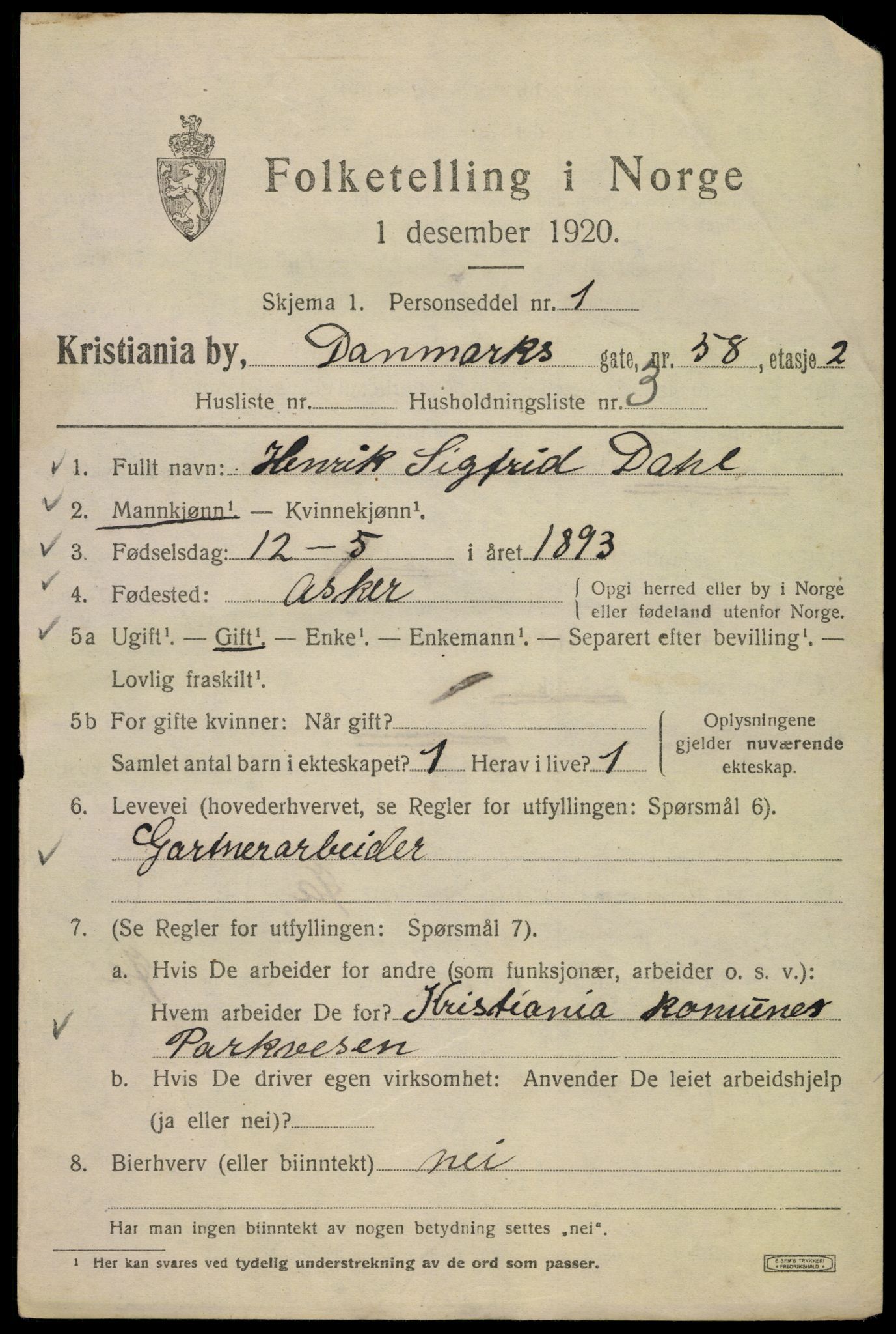 SAO, 1920 census for Kristiania, 1920, p. 196049