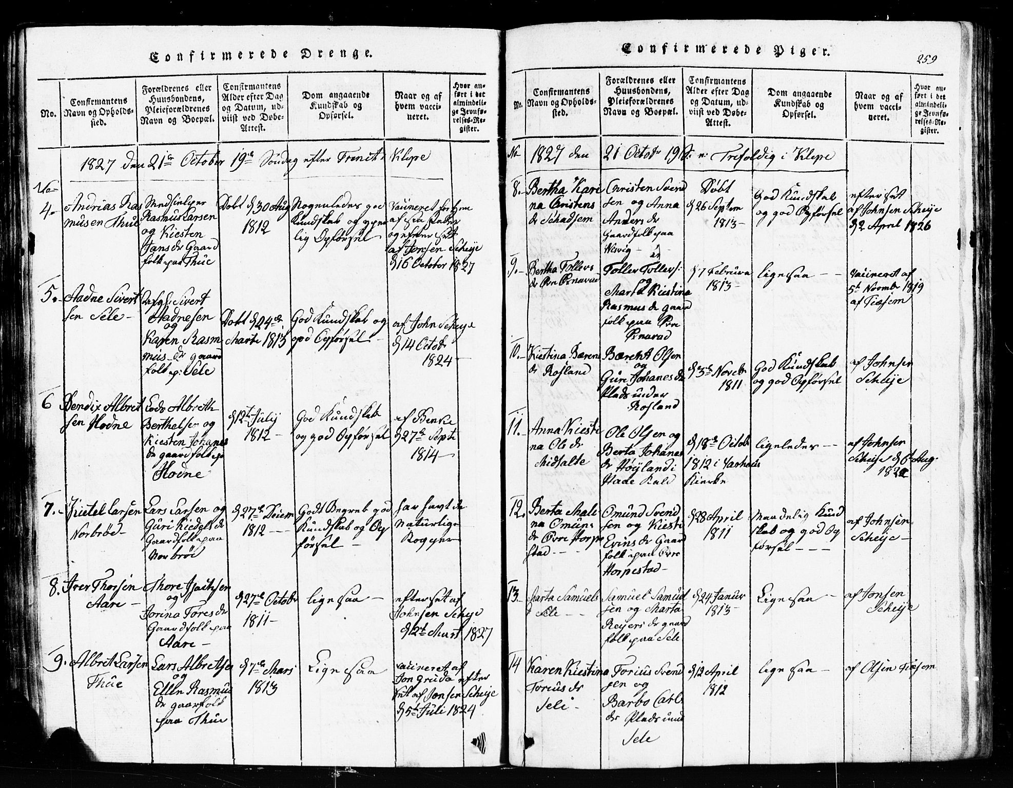 Klepp sokneprestkontor, AV/SAST-A-101803/001/3/30BB/L0001: Parish register (copy) no.  B 1, 1816-1859, p. 259