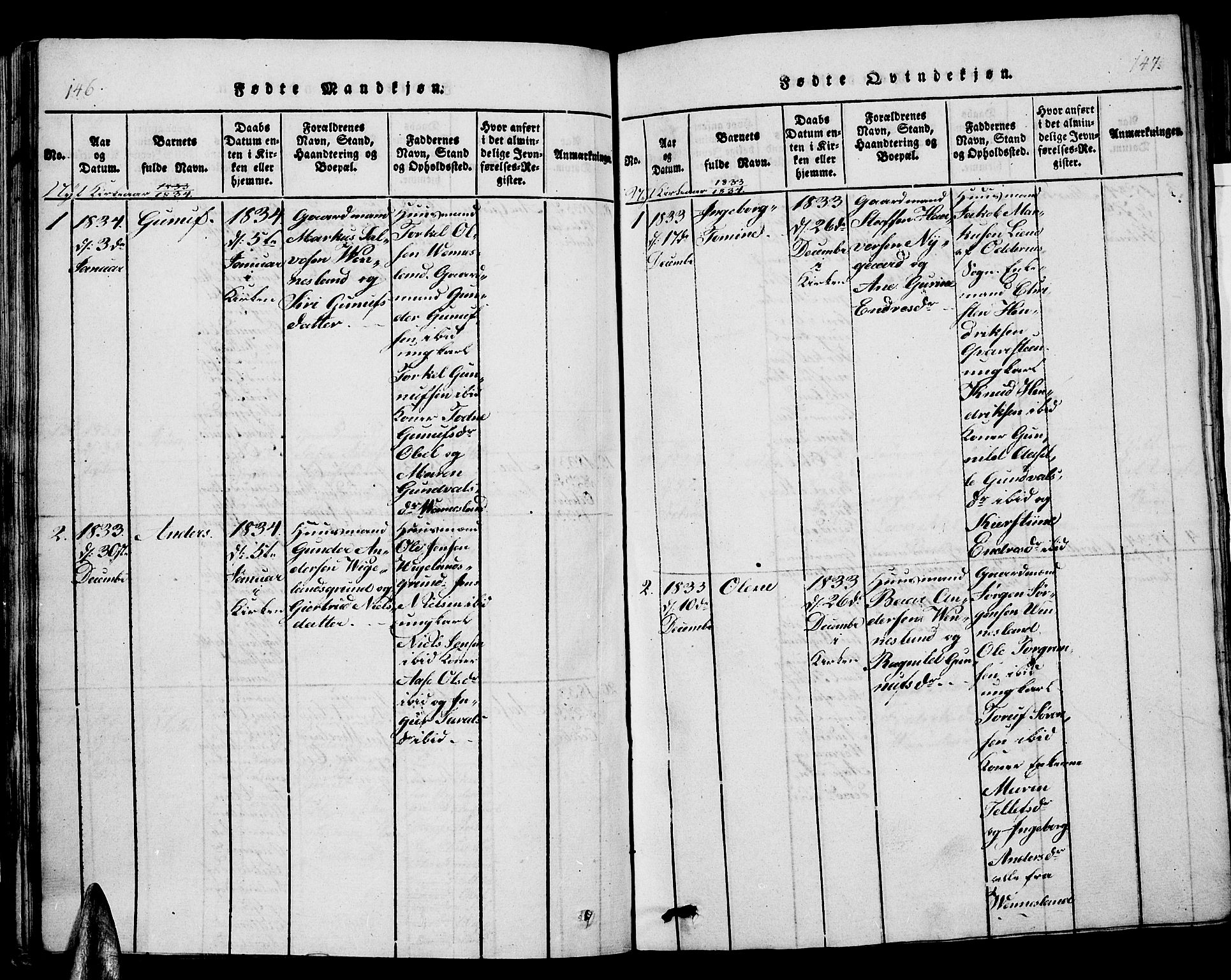 Vennesla sokneprestkontor, AV/SAK-1111-0045/Fb/Fbb/L0001: Parish register (copy) no. B 1, 1820-1834, p. 146-147