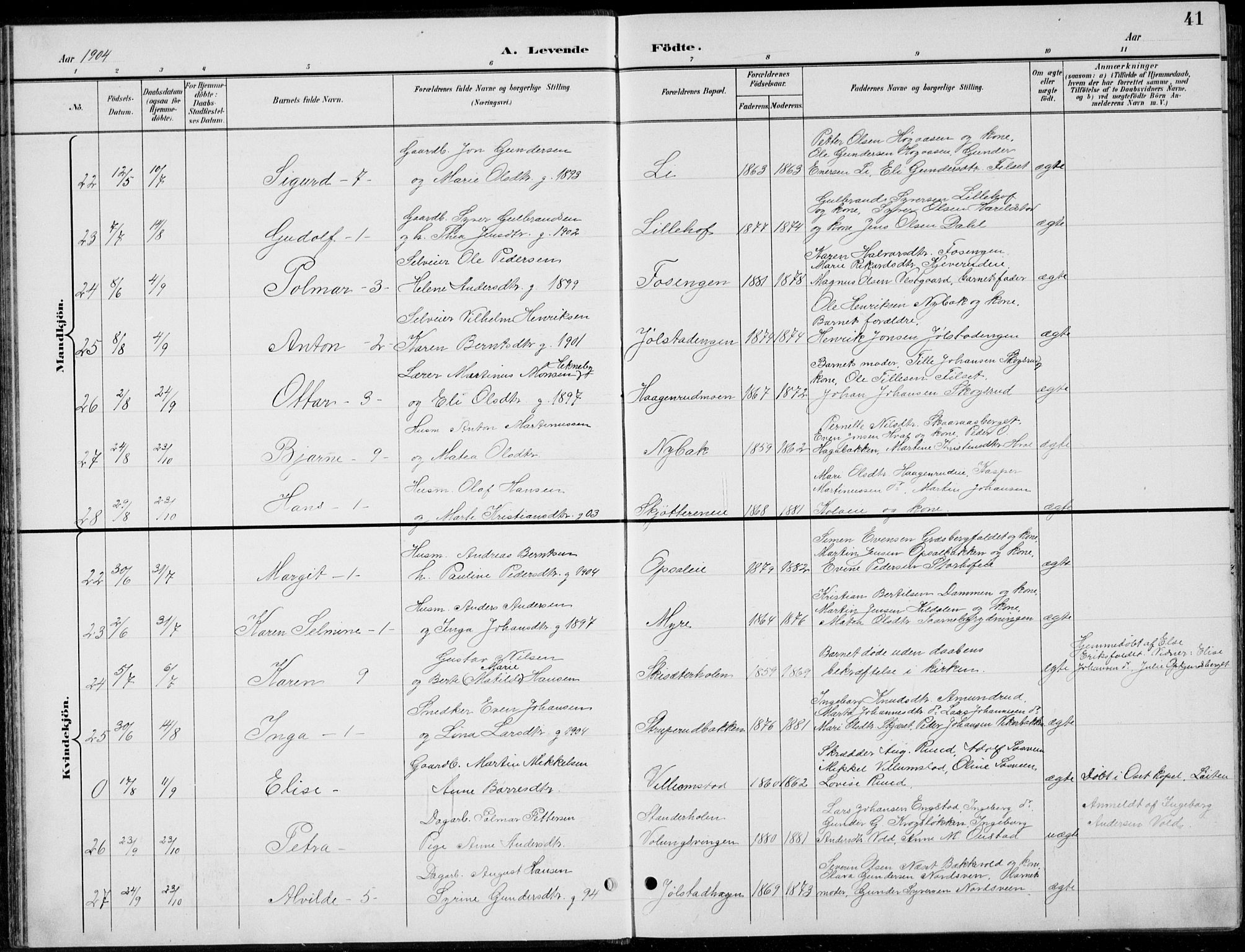 Romedal prestekontor, AV/SAH-PREST-004/L/L0013: Parish register (copy) no. 13, 1896-1937, p. 41