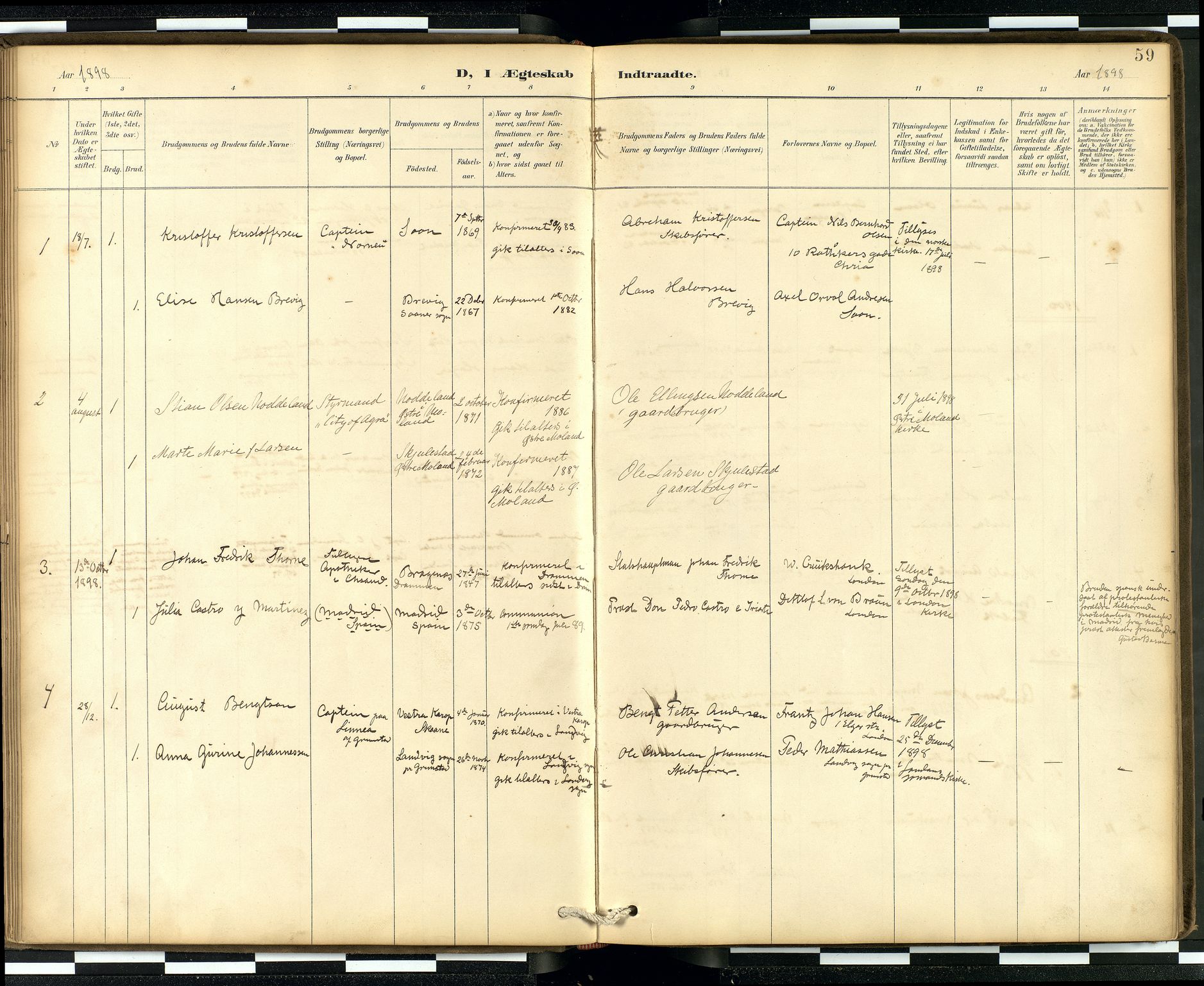  Den norske sjømannsmisjon i utlandet/London m/bistasjoner, SAB/SAB/PA-0103/H/Ha/L0002: Parish register (official) no. A 2, 1887-1903, p. 58b-59a
