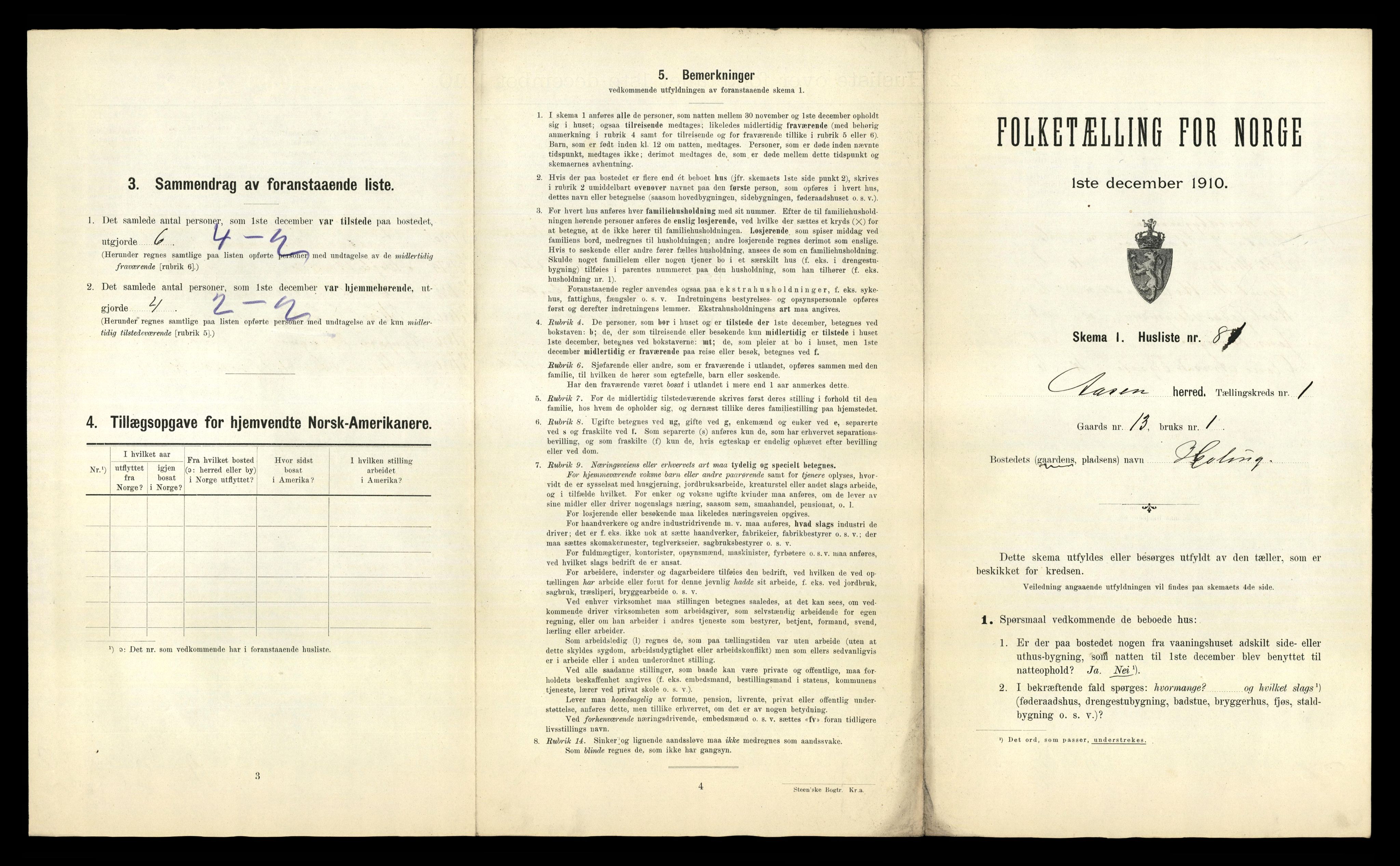 RA, 1910 census for Åsen, 1910, p. 184