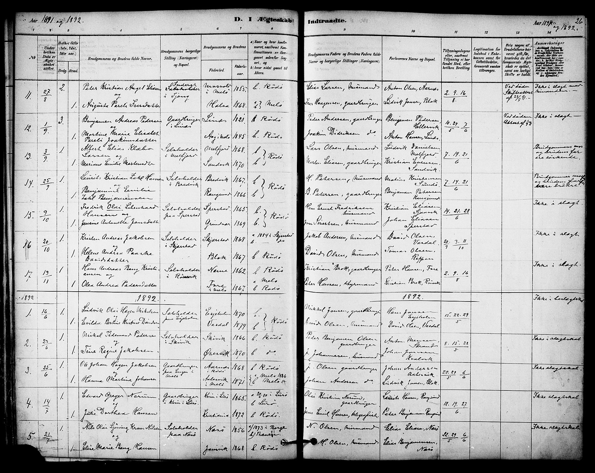 Ministerialprotokoller, klokkerbøker og fødselsregistre - Nordland, SAT/A-1459/841/L0609: Parish register (official) no. 841A13, 1878-1902, p. 26