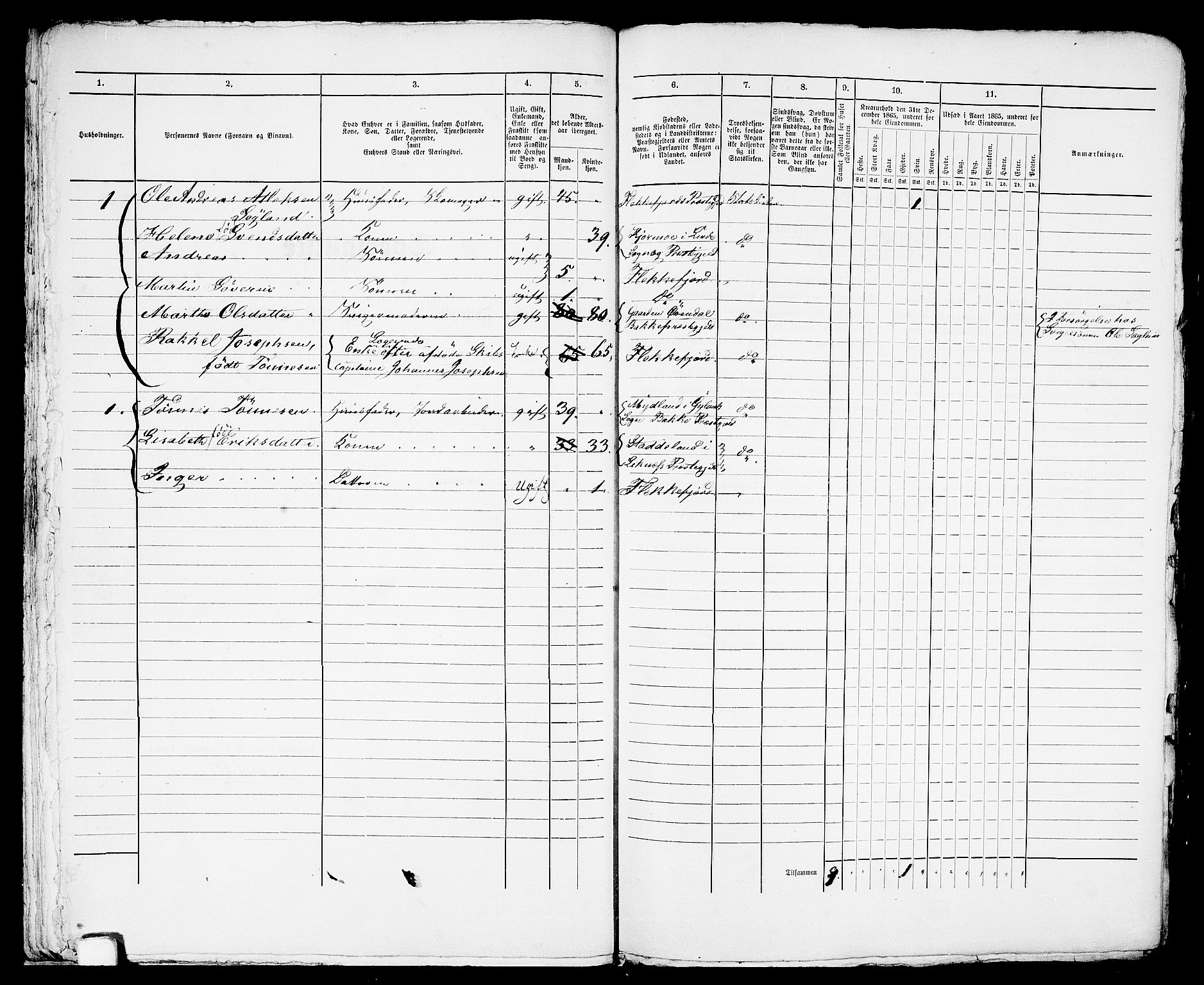 RA, 1865 census for Flekkefjord/Flekkefjord, 1865, p. 49