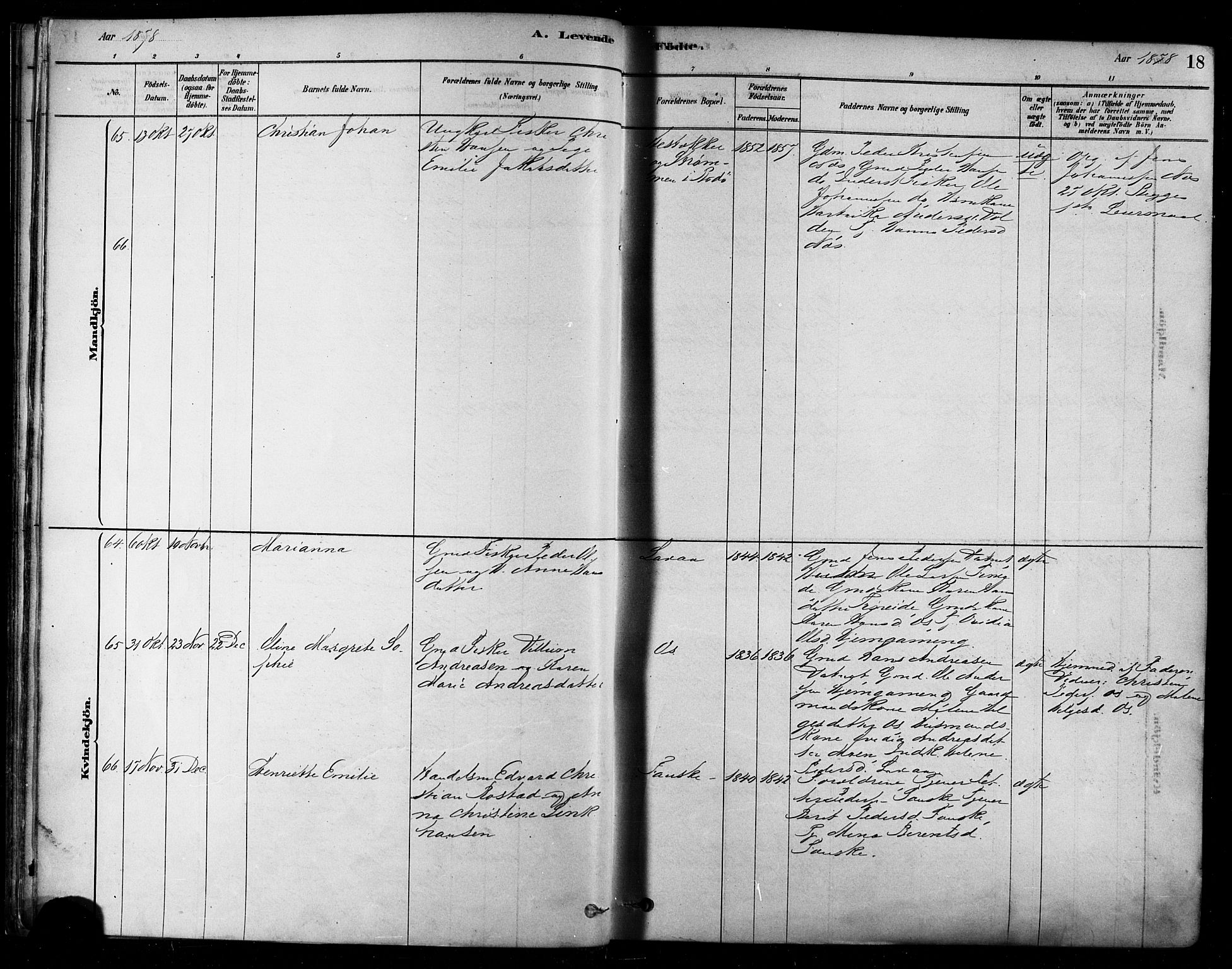 Ministerialprotokoller, klokkerbøker og fødselsregistre - Nordland, SAT/A-1459/852/L0740: Parish register (official) no. 852A10, 1878-1894, p. 18