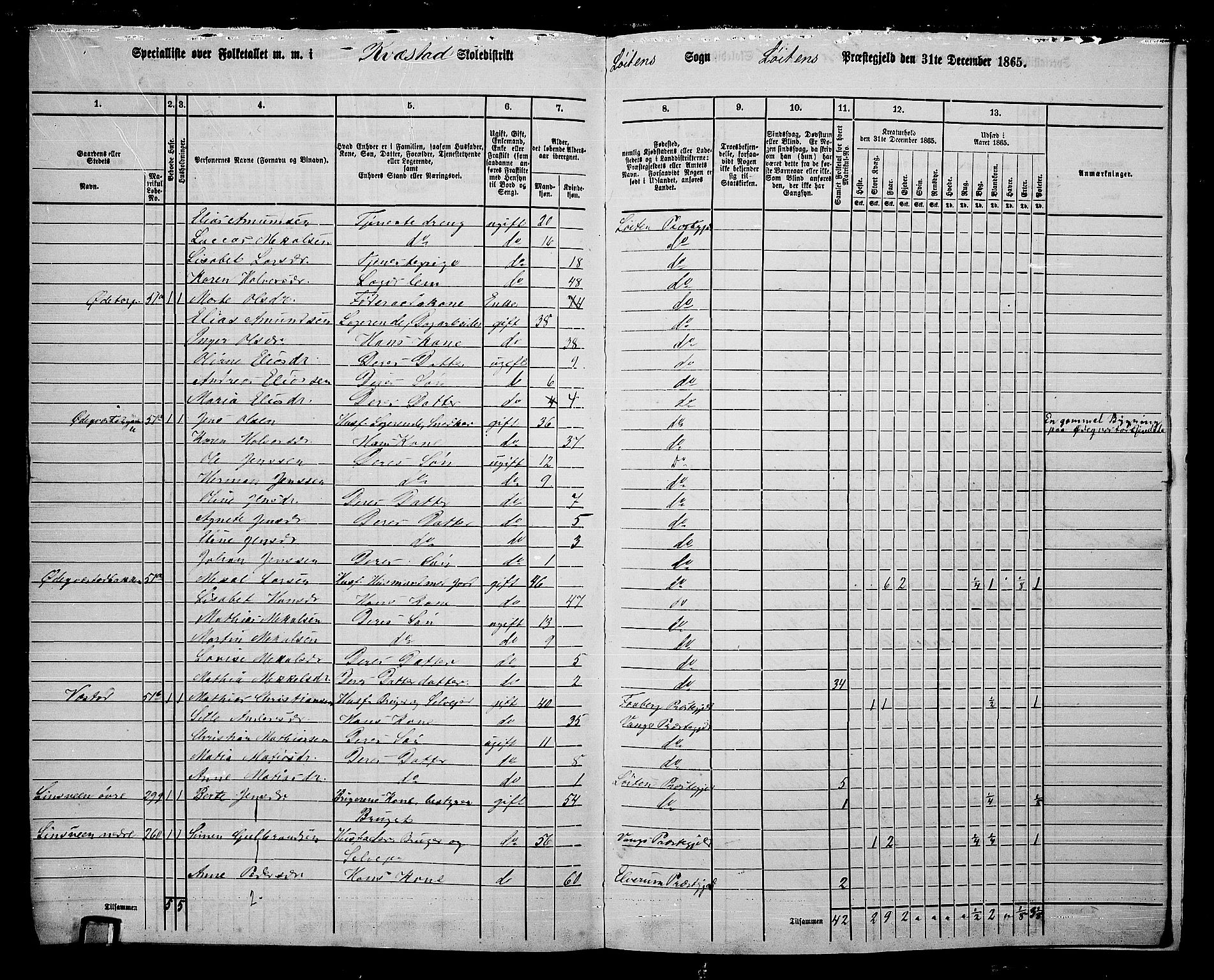 RA, 1865 census for Løten, 1865, p. 191