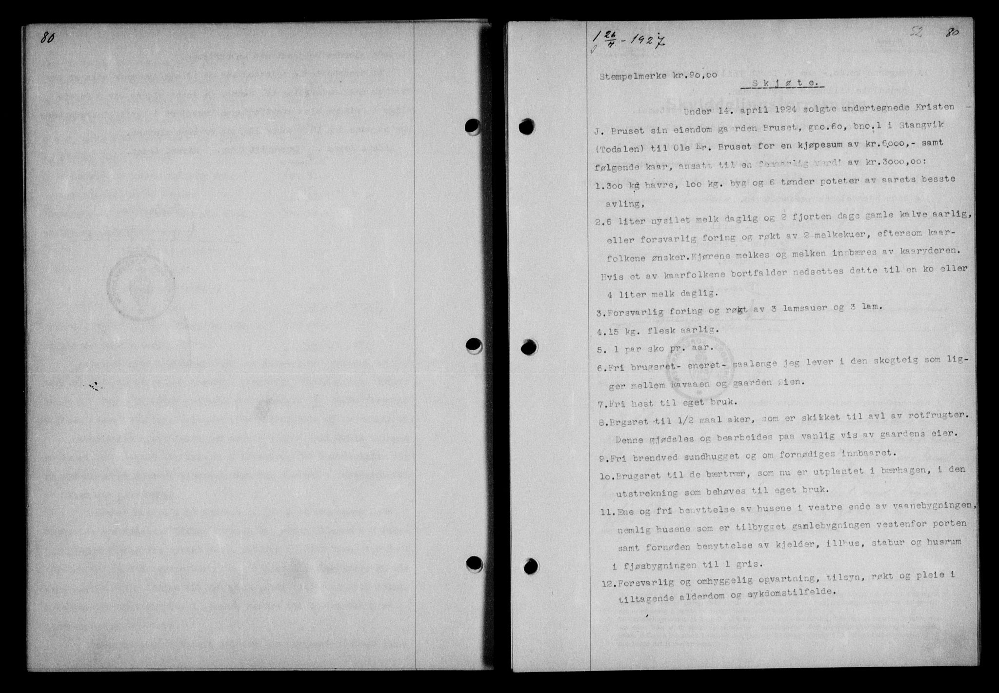 Nordmøre sorenskriveri, AV/SAT-A-4132/1/2/2Ca/L0062: Mortgage book no. 52, 1927-1927, Deed date: 26.04.1927