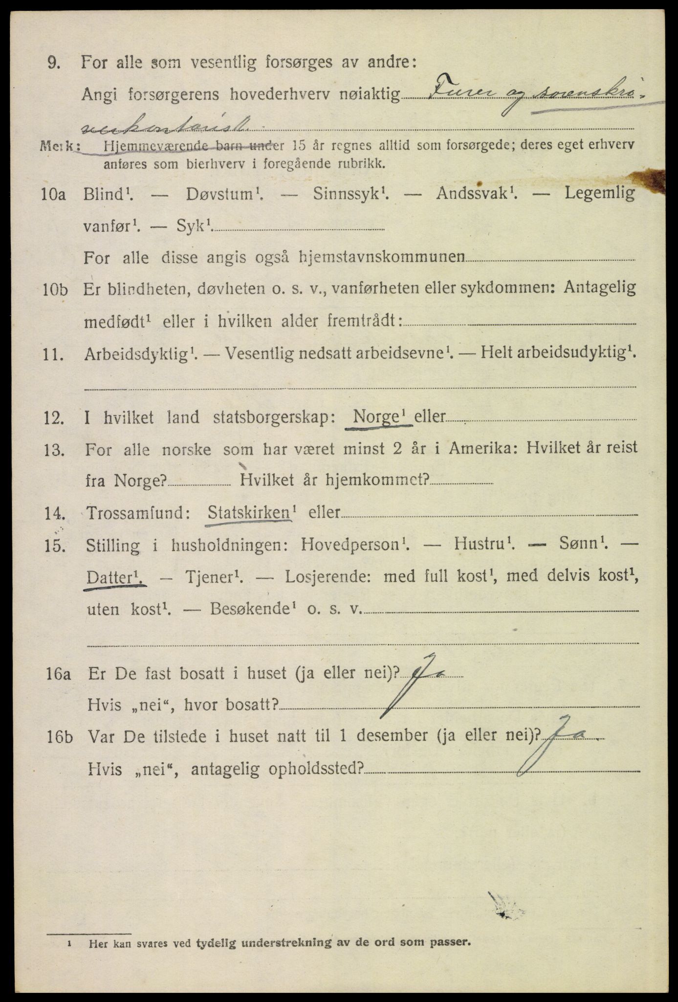 SAH, 1920 census for Tynset, 1920, p. 7983