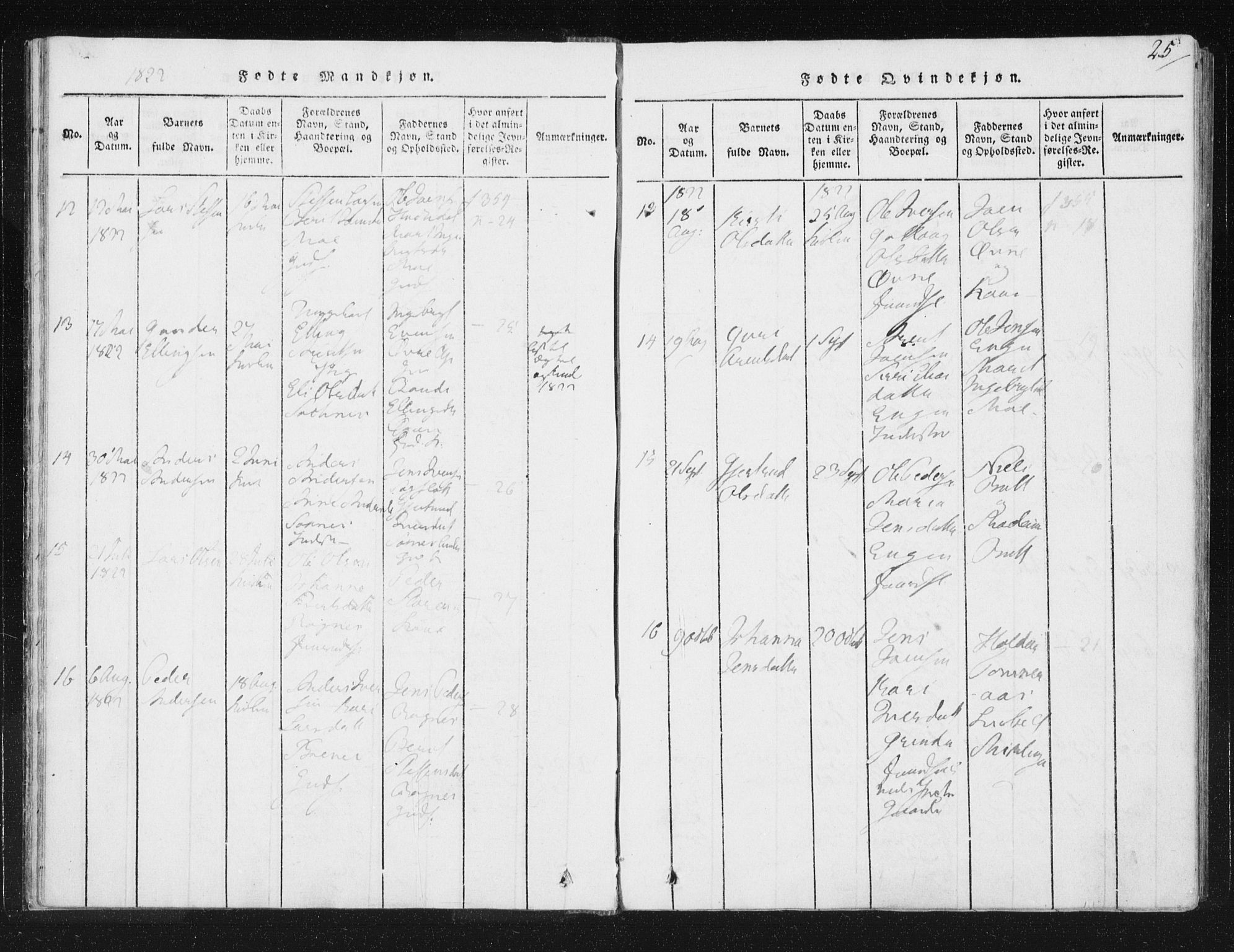 Ministerialprotokoller, klokkerbøker og fødselsregistre - Sør-Trøndelag, AV/SAT-A-1456/687/L0996: Parish register (official) no. 687A04, 1816-1842, p. 25