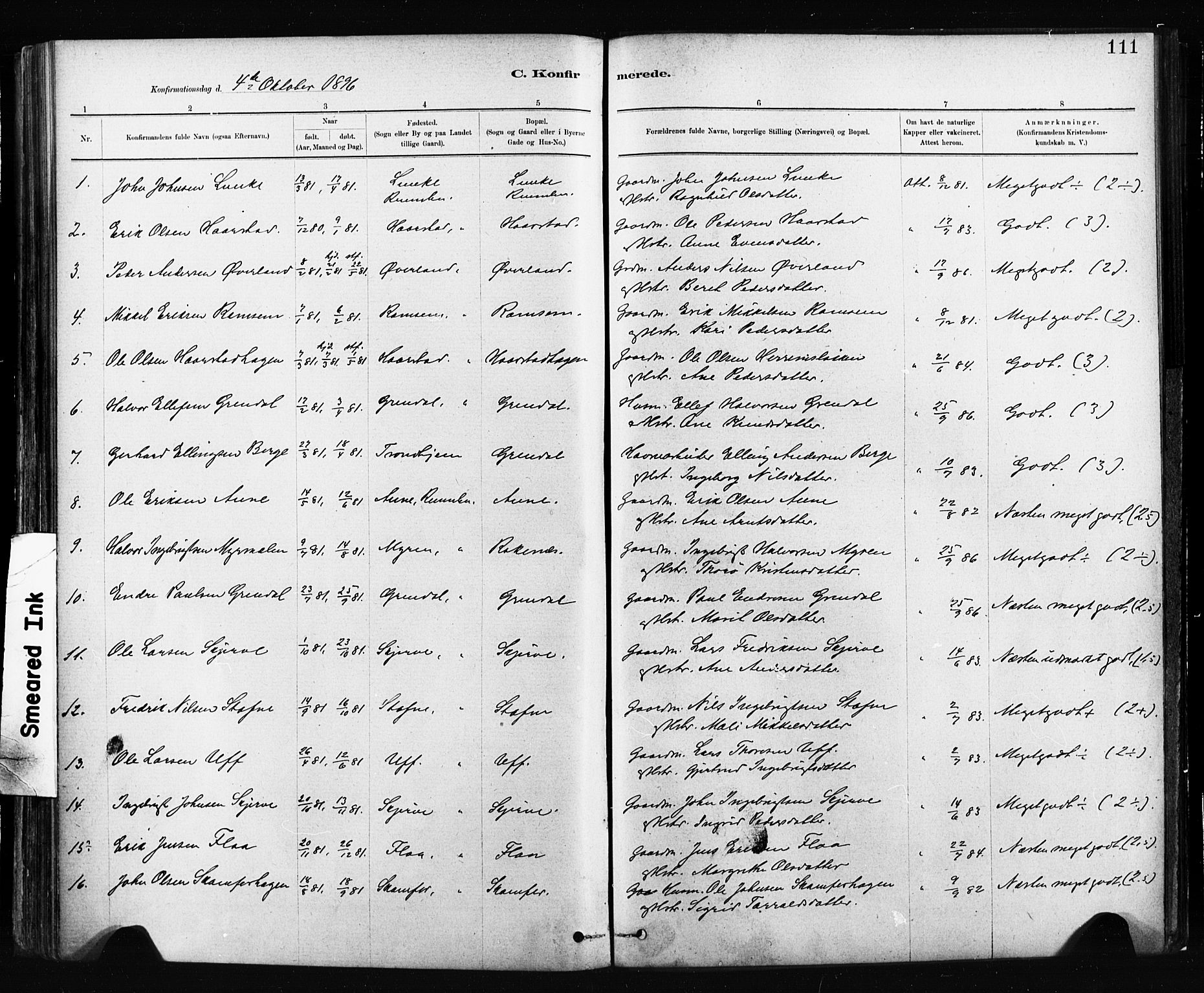 Ministerialprotokoller, klokkerbøker og fødselsregistre - Sør-Trøndelag, AV/SAT-A-1456/674/L0871: Parish register (official) no. 674A03, 1880-1896, p. 111