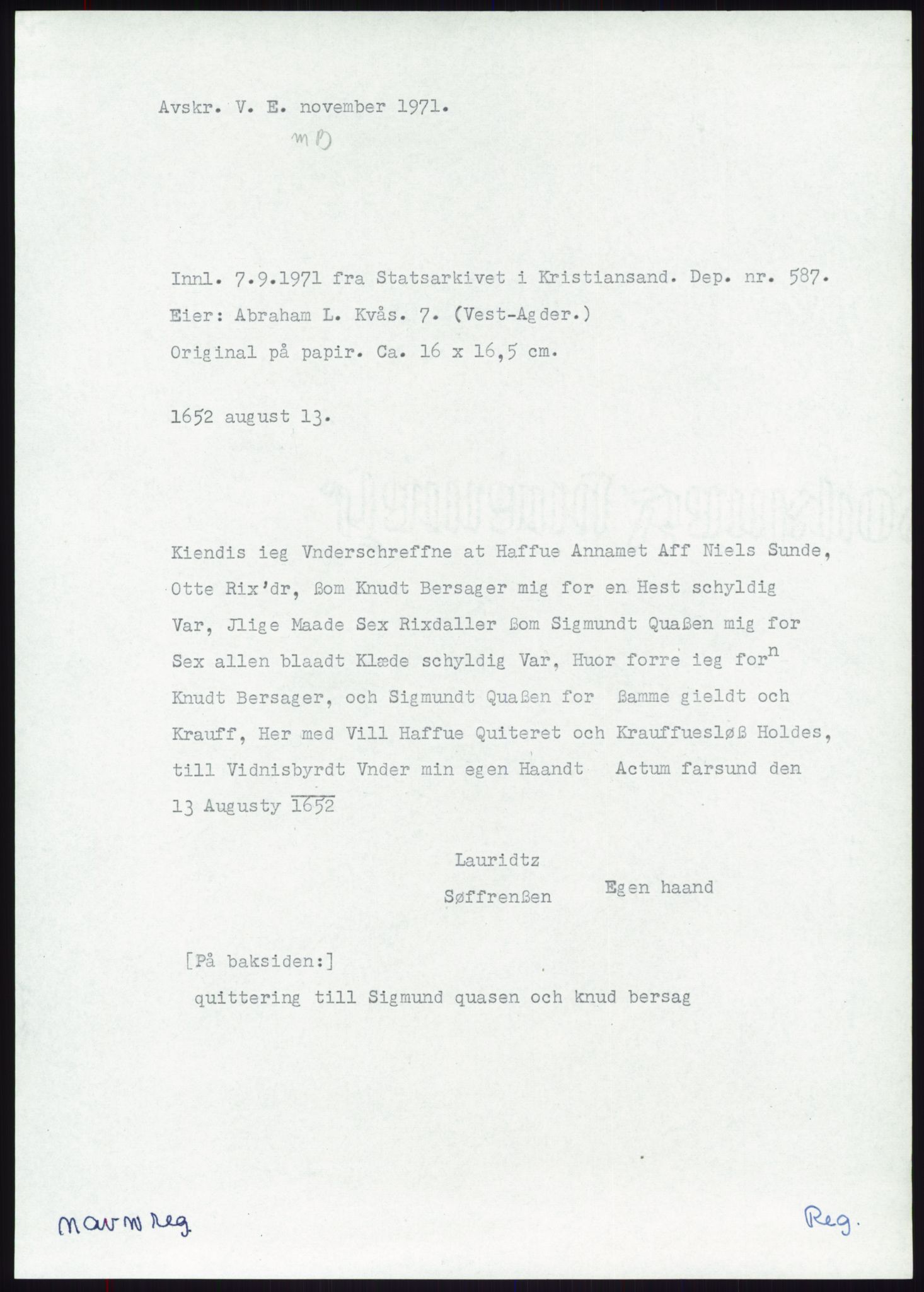 Samlinger til kildeutgivelse, Diplomavskriftsamlingen, RA/EA-4053/H/Ha, p. 1897