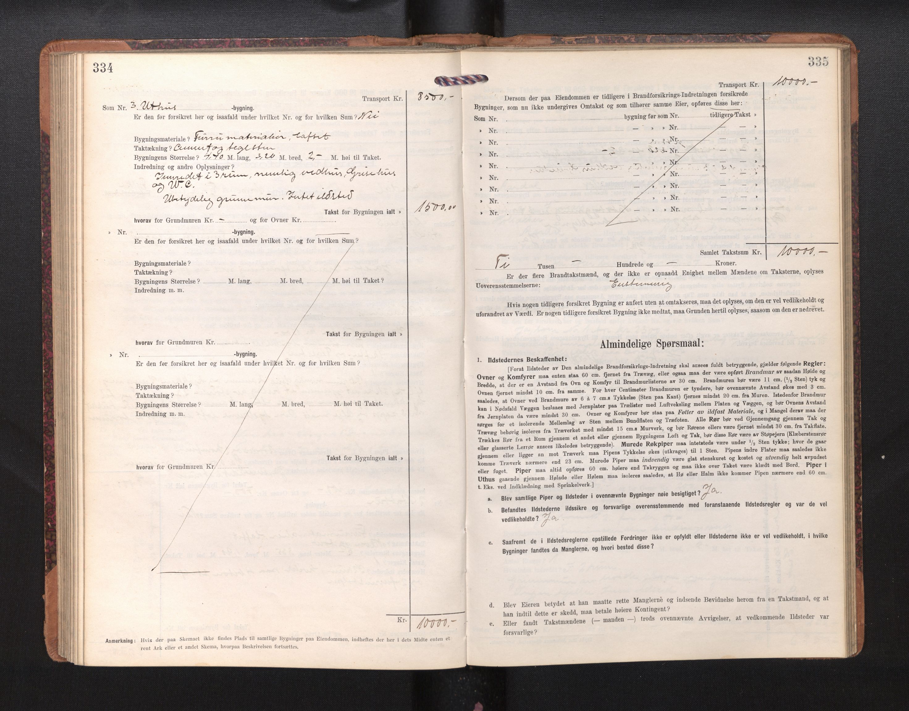 Lensmannen i Årdal, AV/SAB-A-30501/0012/L0009: Branntakstprotokoll, skjematakst, 1914-1926, p. 334-335