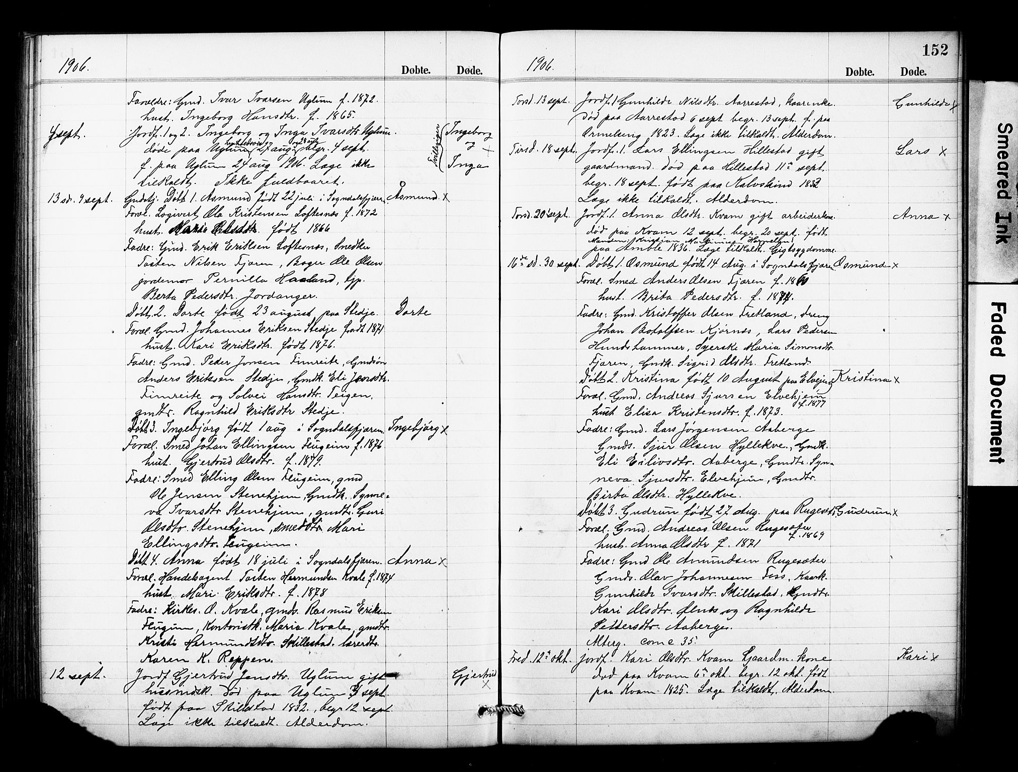 Sogndal sokneprestembete, AV/SAB-A-81301/H/Hab/Haba/L0001: Parish register (copy) no. A 1, 1887-1907, p. 152