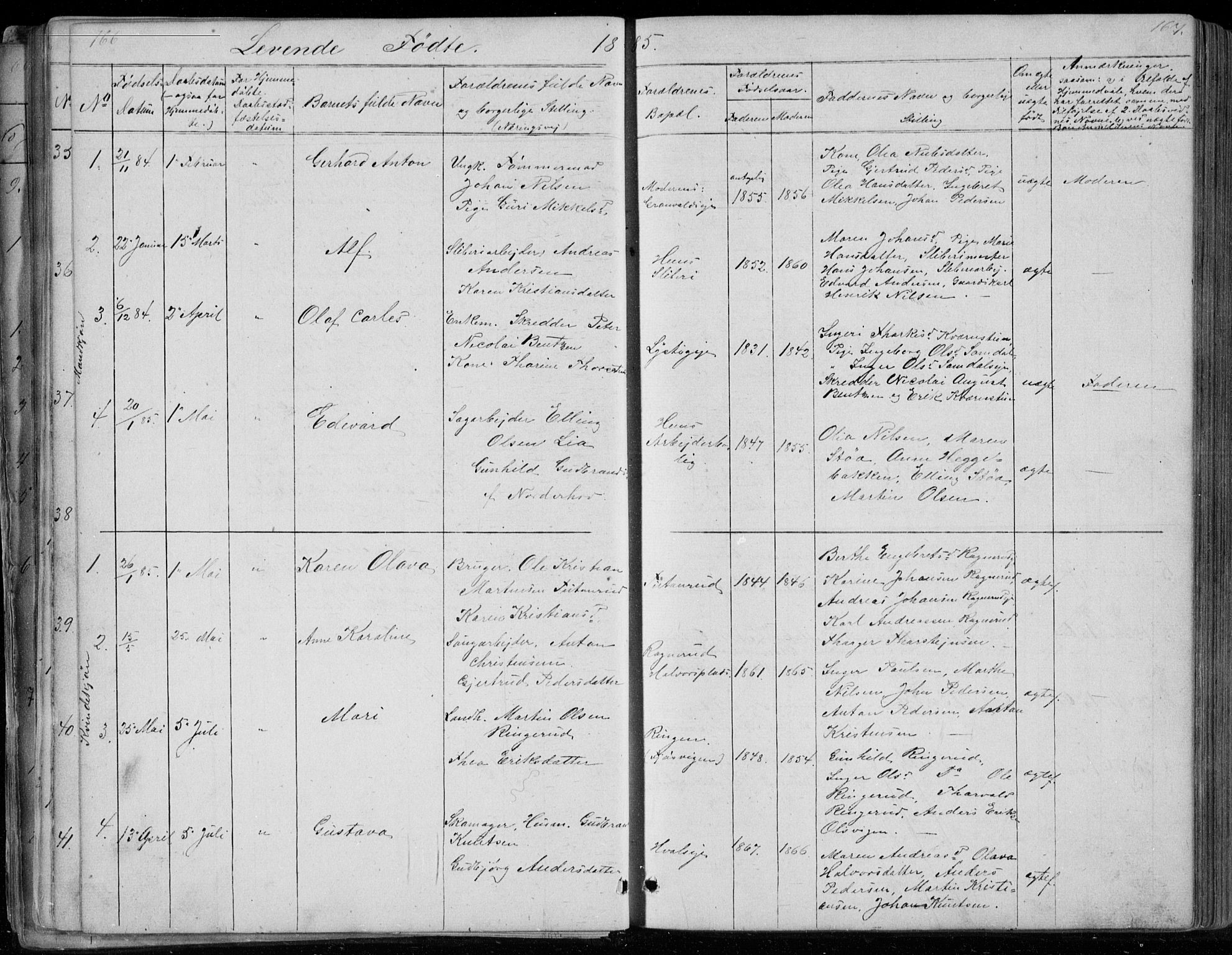 Ådal kirkebøker, SAKO/A-248/G/Gc/L0001: Parish register (copy) no. III 1, 1862-1898, p. 166-167