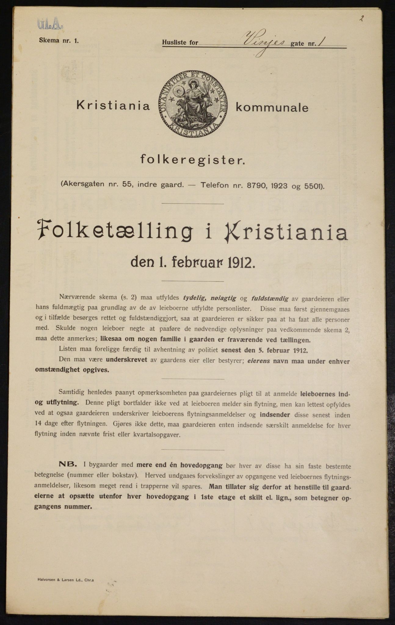 OBA, Municipal Census 1912 for Kristiania, 1912, p. 123668