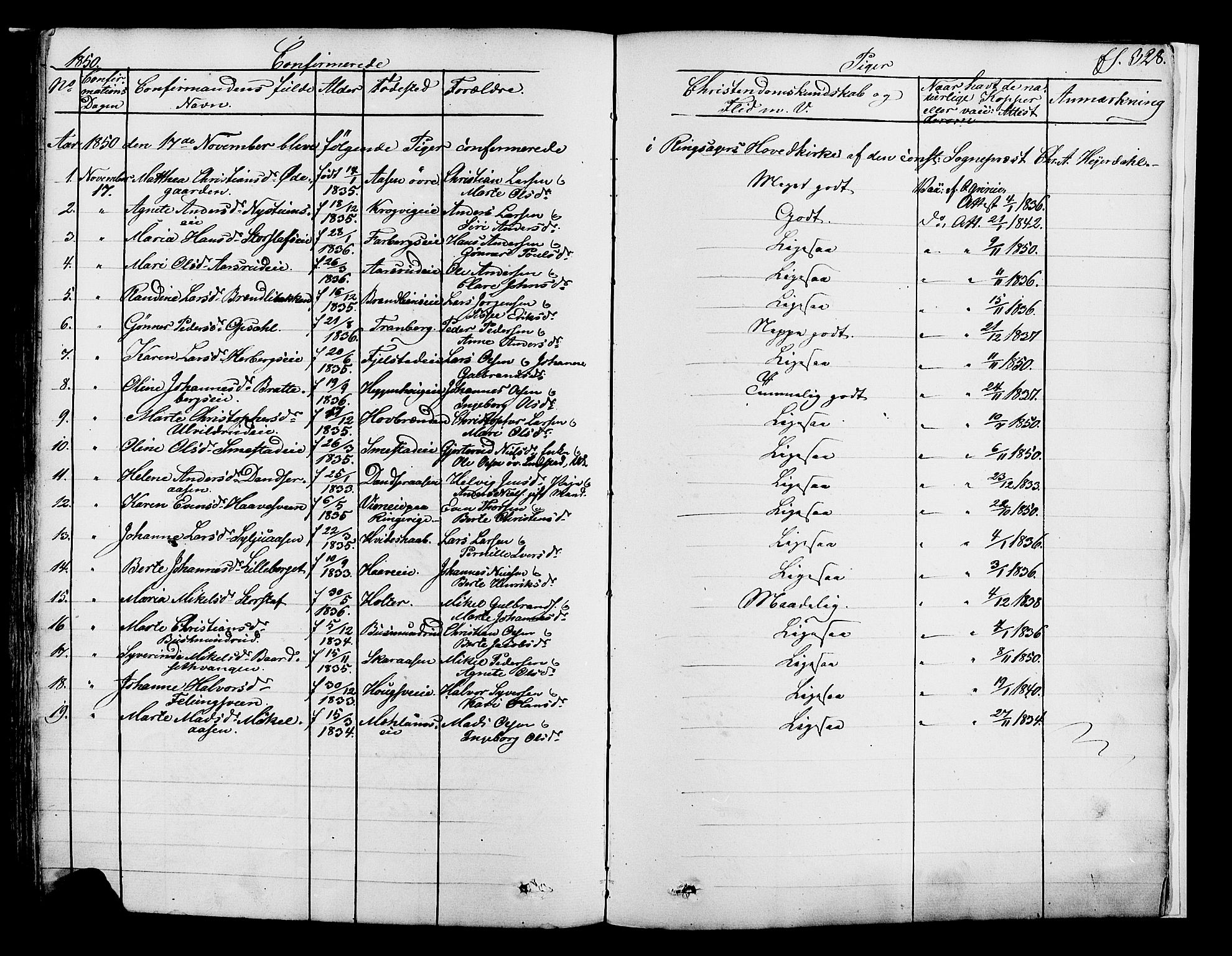 Ringsaker prestekontor, AV/SAH-PREST-014/K/Ka/L0008: Parish register (official) no. 8, 1837-1850, p. 328