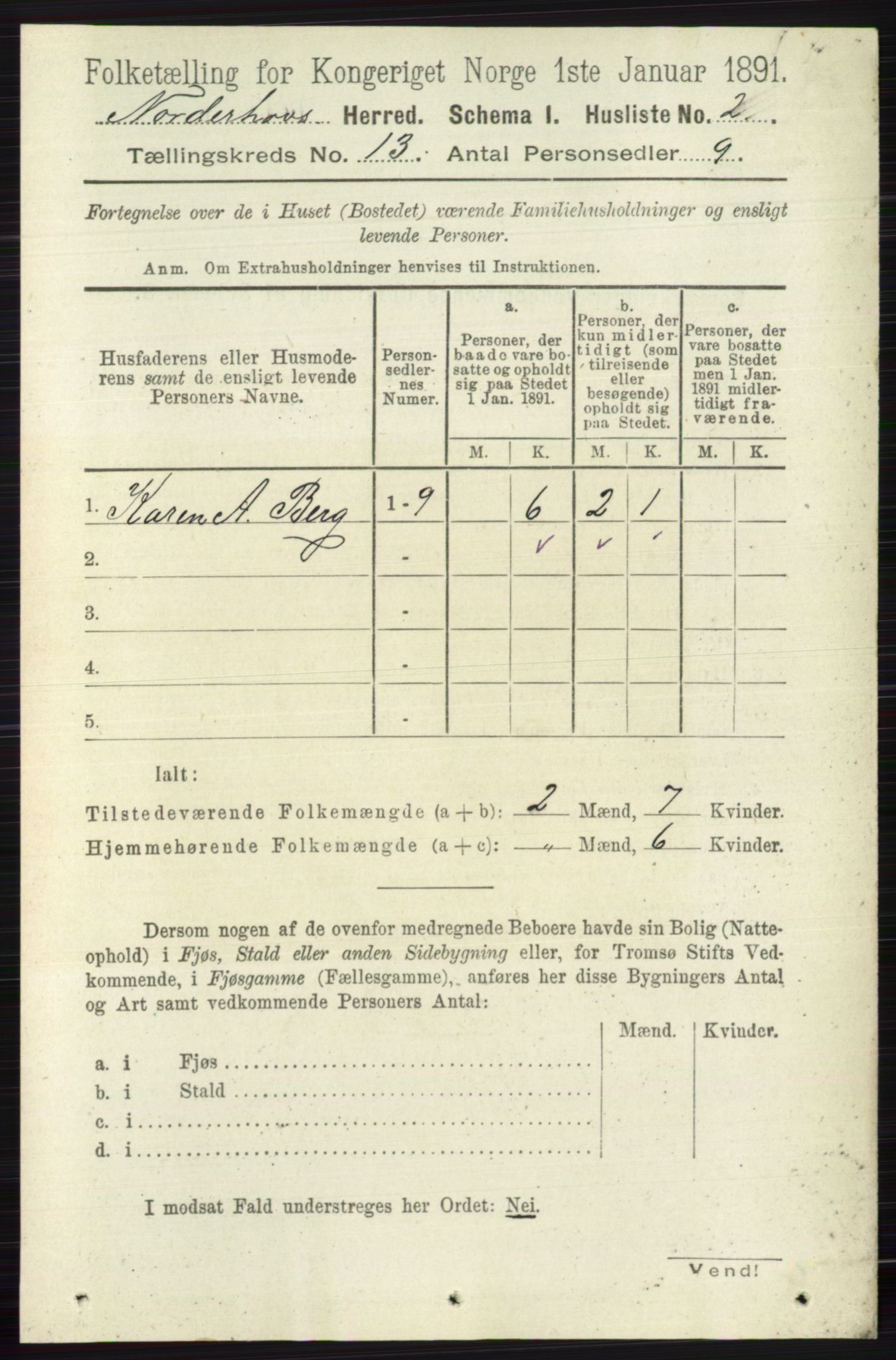 RA, 1891 census for 0613 Norderhov, 1891, p. 8813