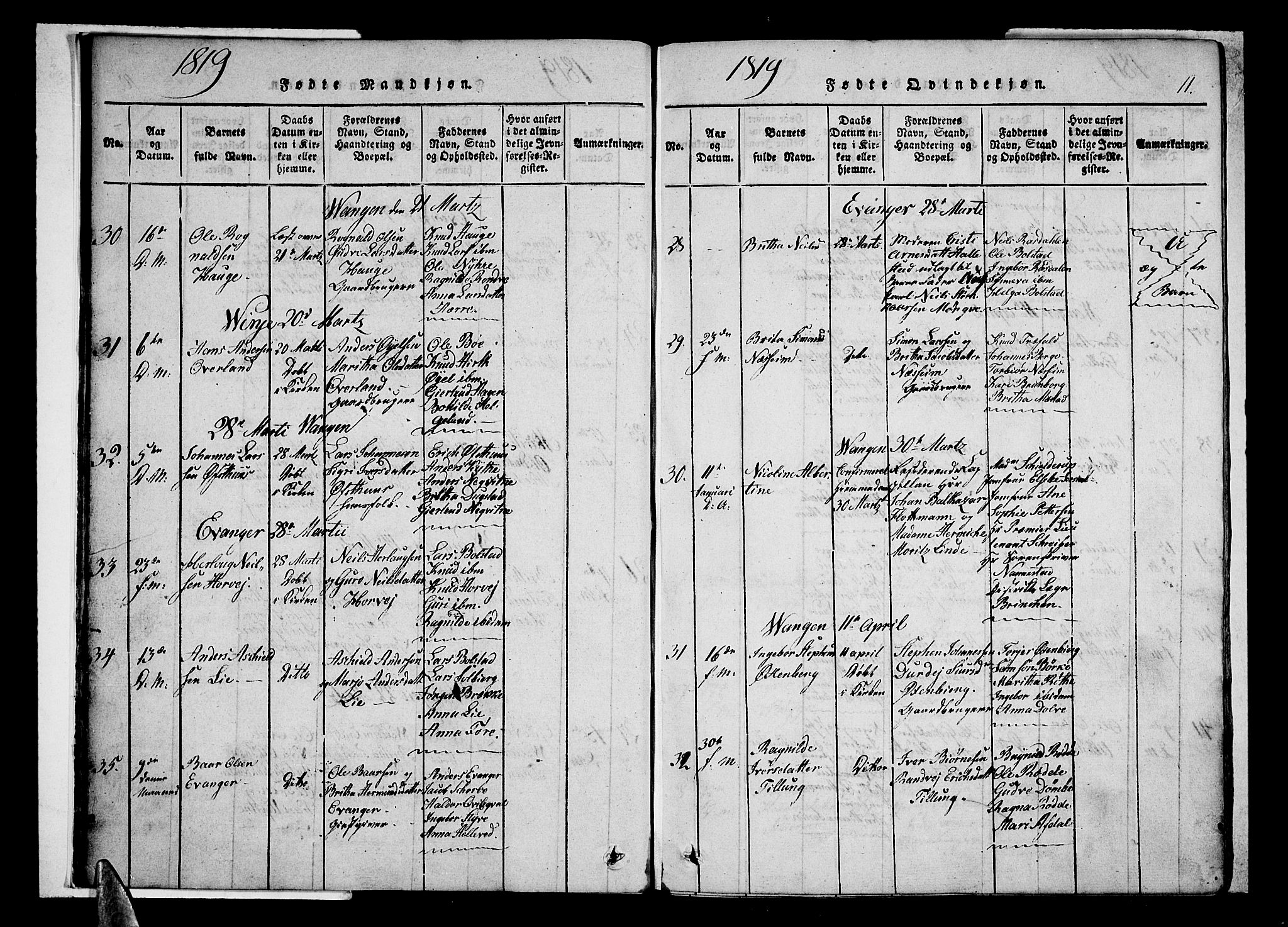 Voss sokneprestembete, SAB/A-79001/H/Haa: Parish register (official) no. A 11, 1816-1827, p. 11