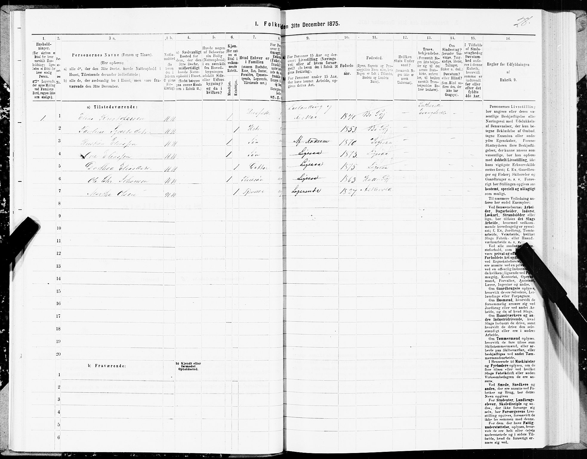 SAT, 1875 census for 1867P Bø, 1875, p. 1028